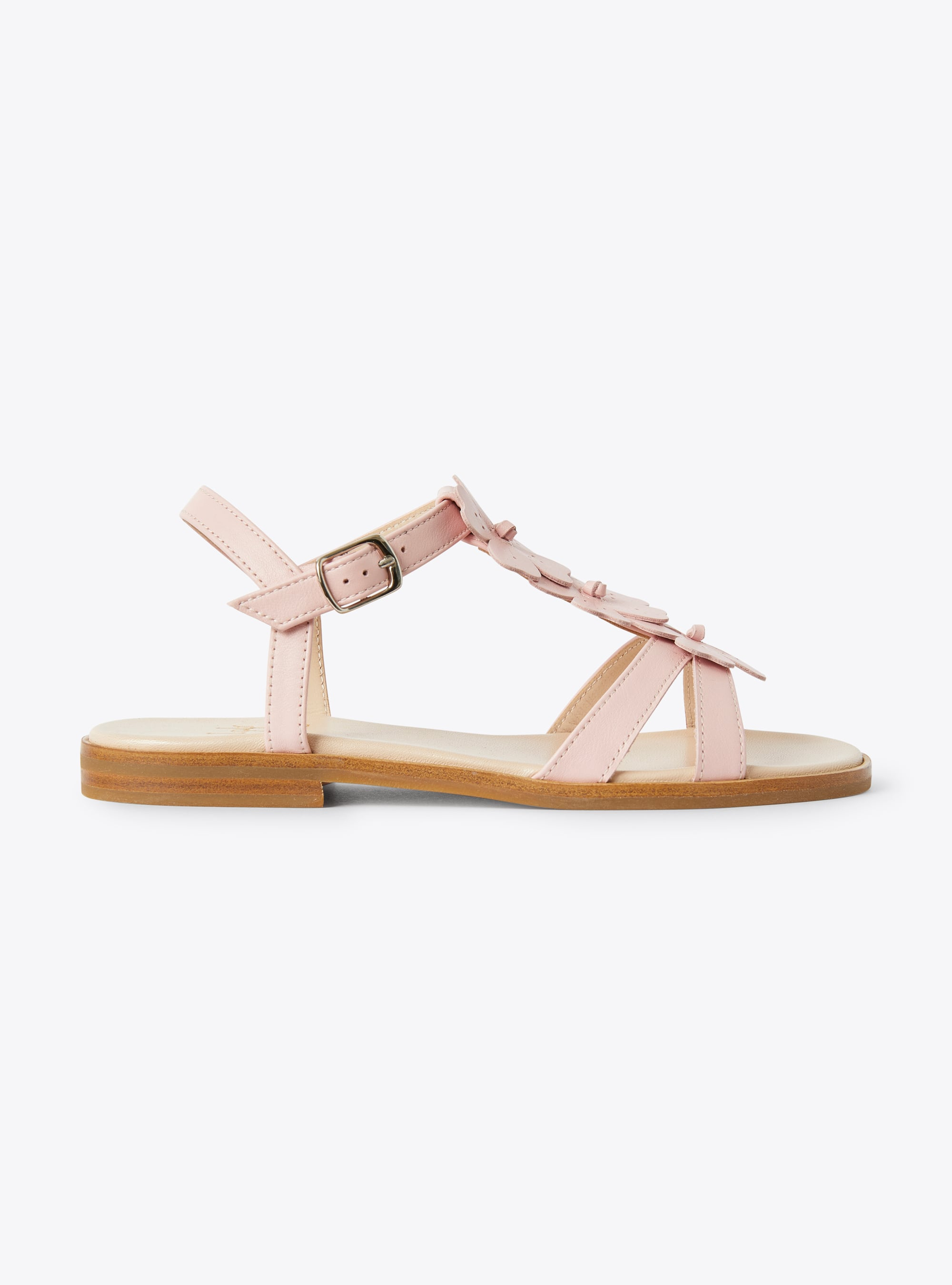 Leather sandal with flower embellishment in pink - Pink | Il Gufo
