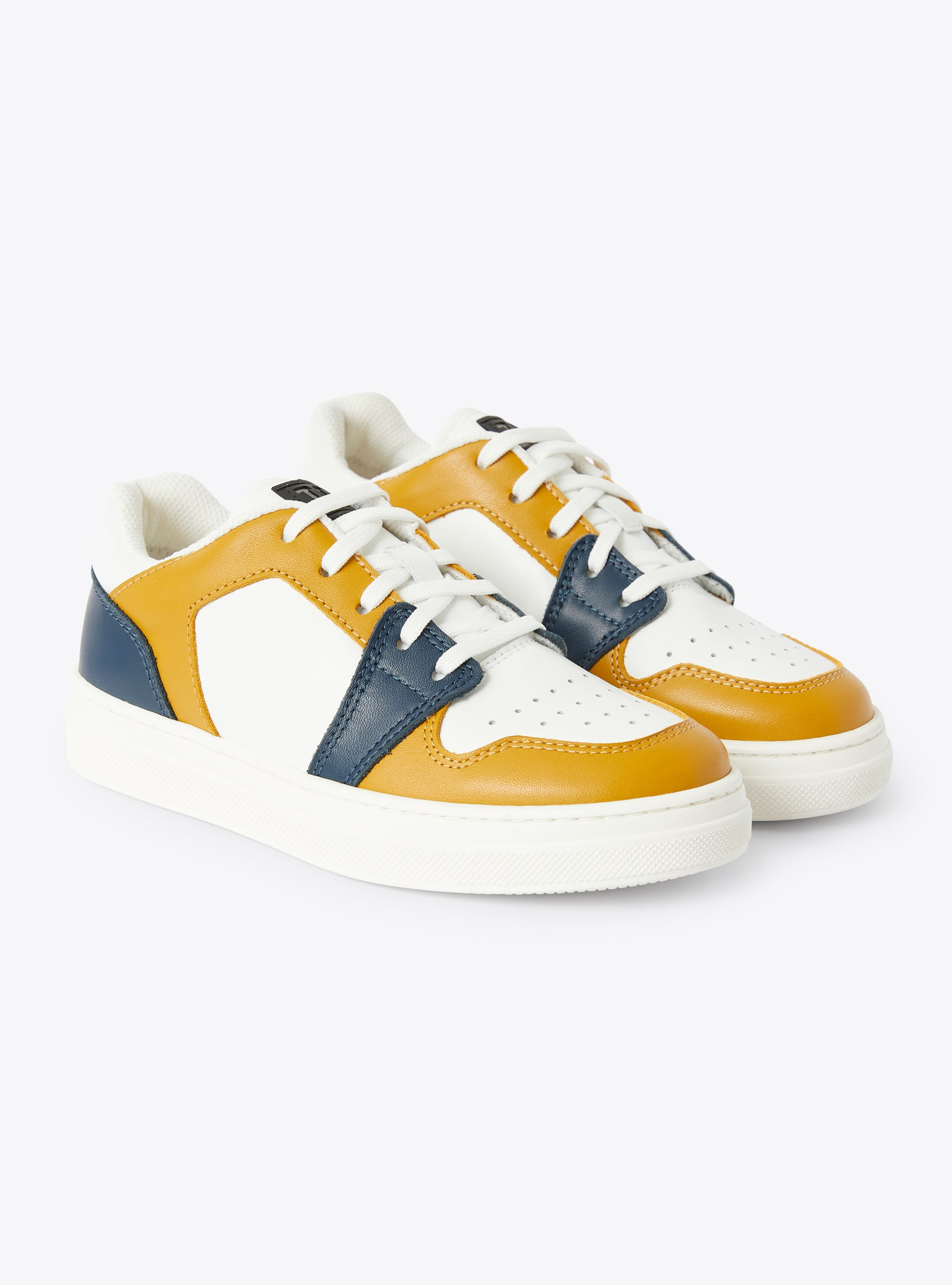 Low-top two-tone IG sneaker in cinnamon and blue - Shoes - Il Gufo