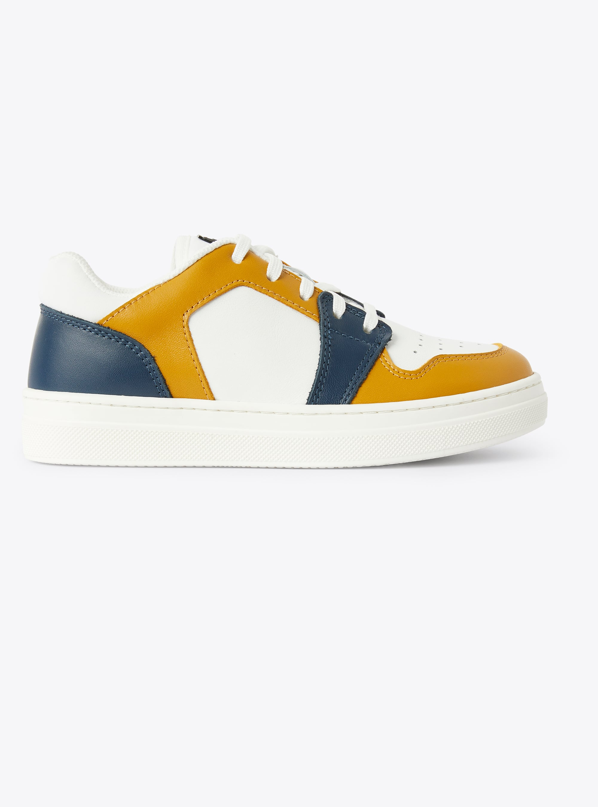 Low-top two-tone IG sneaker in cinnamon and blue - Orange | Il Gufo