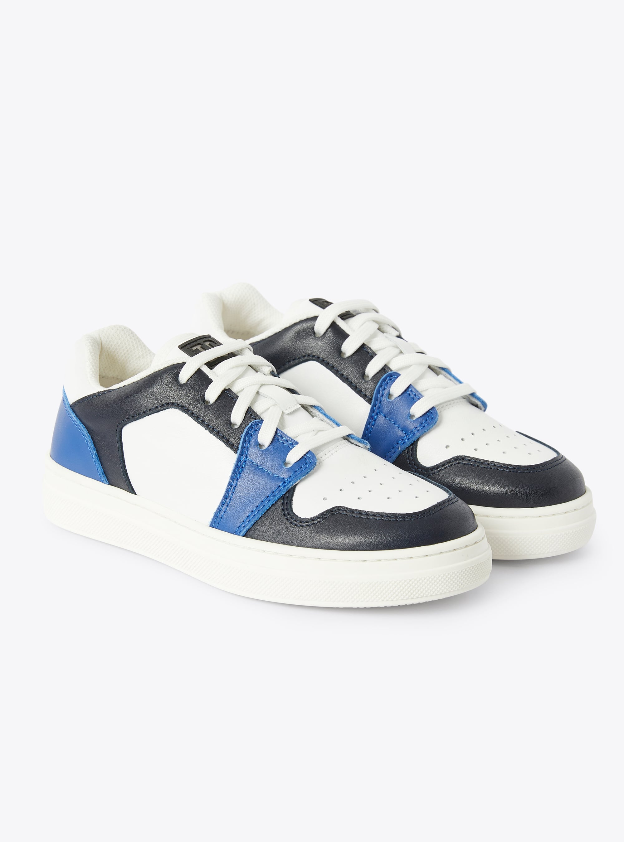 Low-top two-tone IG sneaker in cobalt and dark blue - Shoes - Il Gufo
