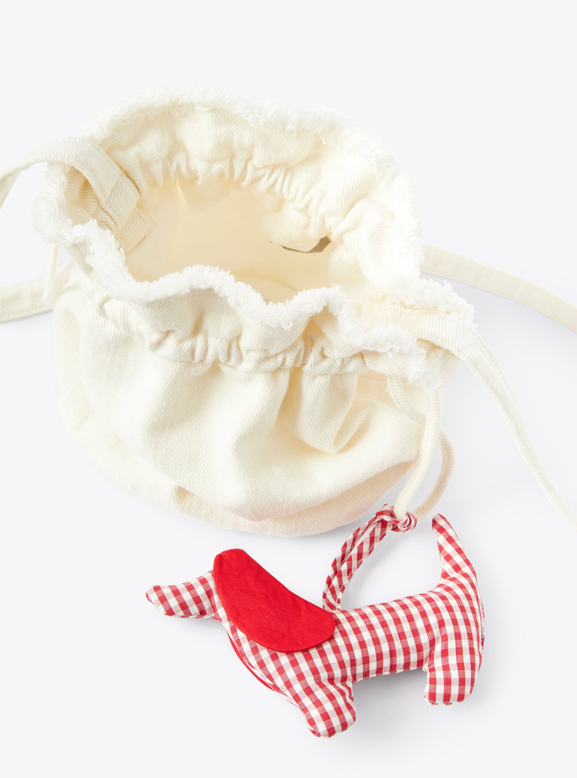 Drawstring bag in bull cotton - White | Il Gufo