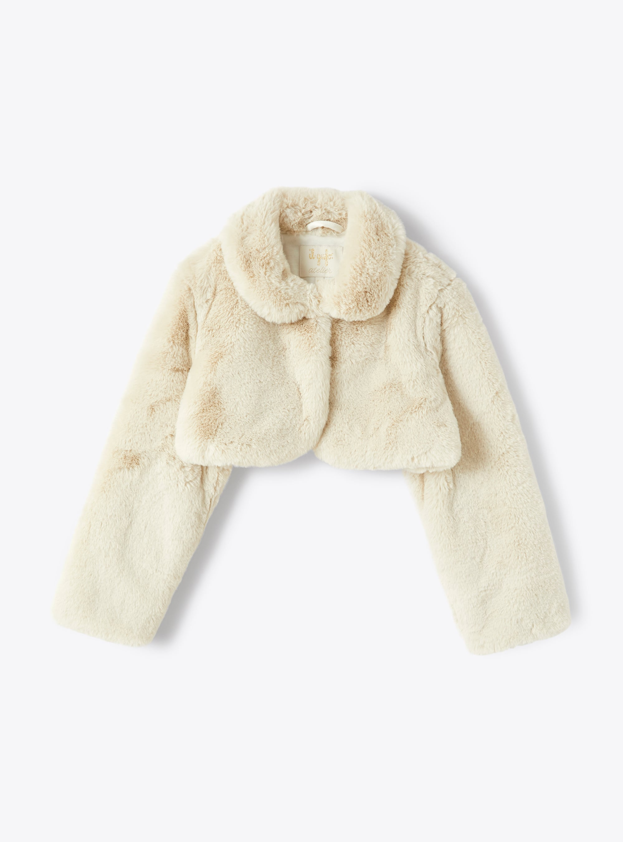 Cropped jacket in faux fur - Beige | Il Gufo