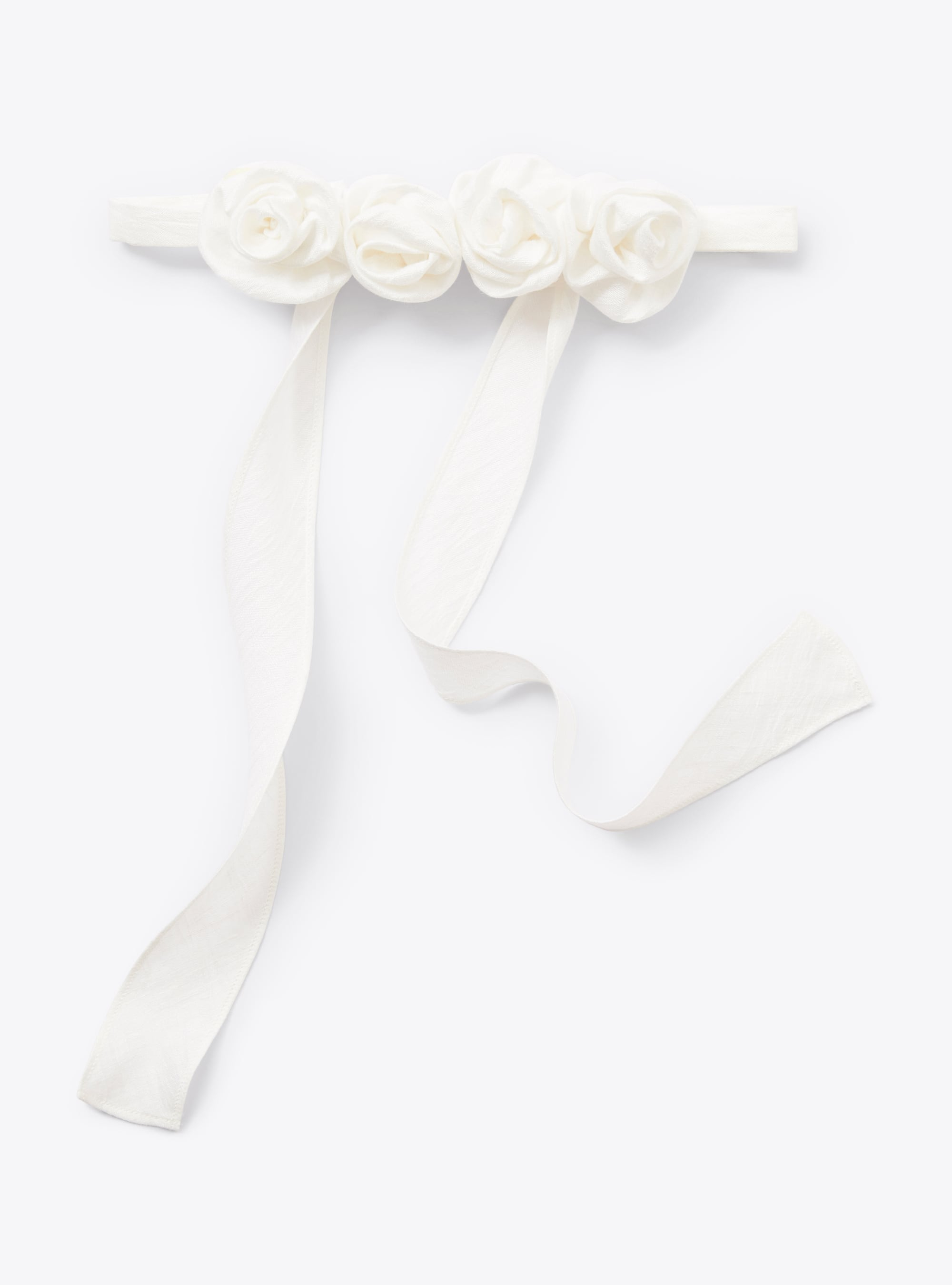 Bandeau avec petites roses en shantung blanc - Accessoires - Il Gufo