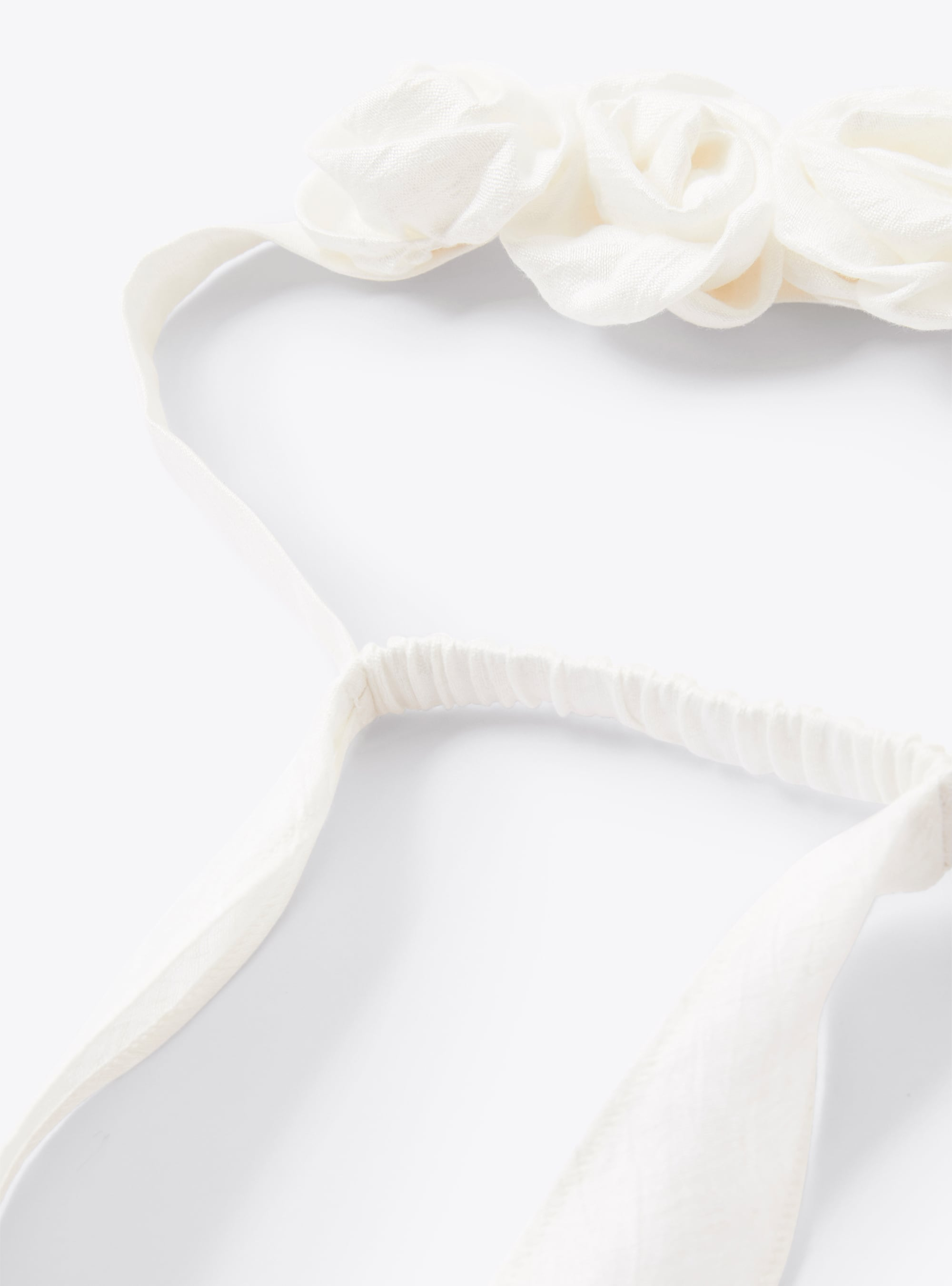 Headband with pretty roses in white shantung - White | Il Gufo