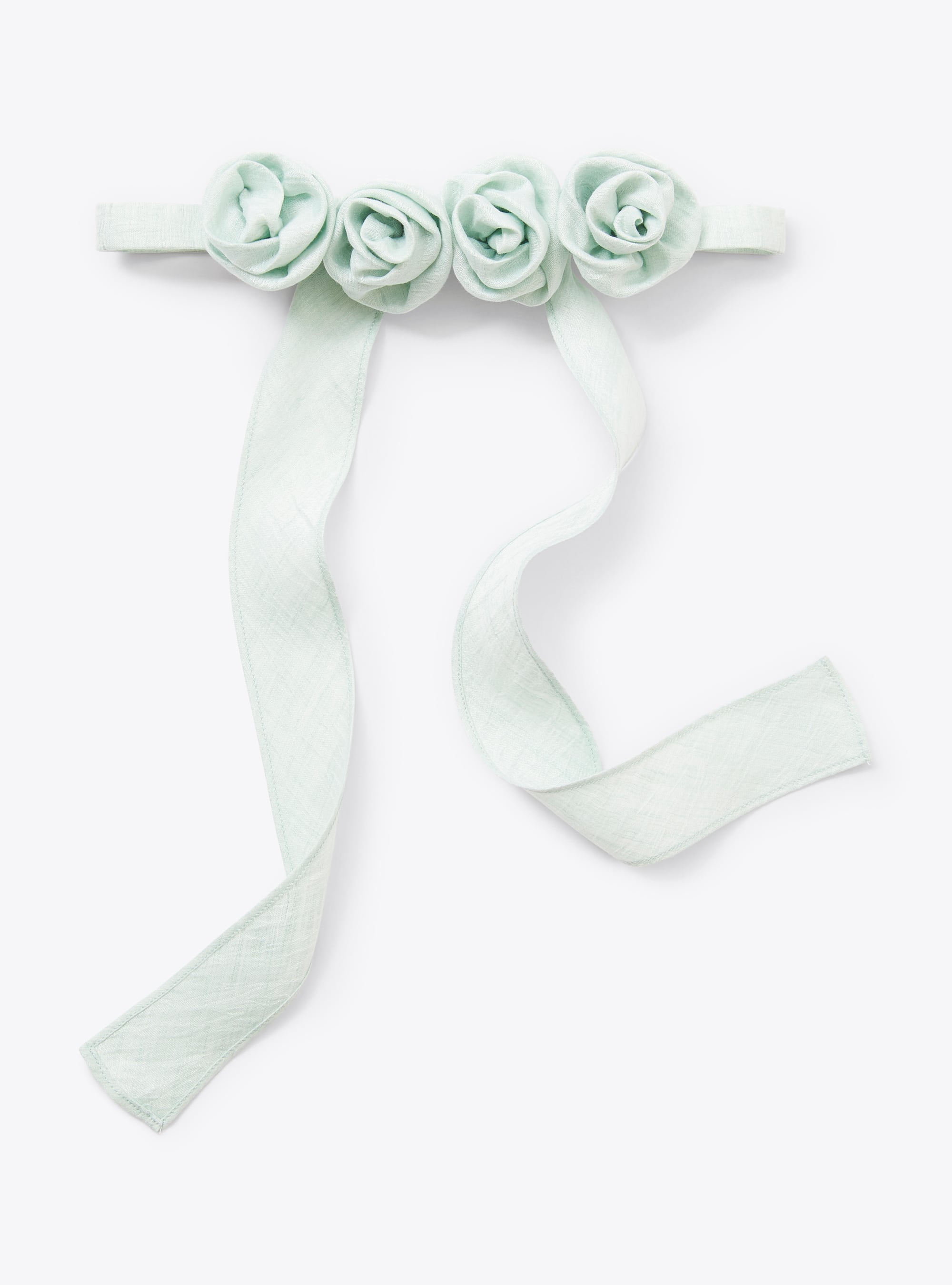 Headband with pretty roses in green shantung - Green | Il Gufo