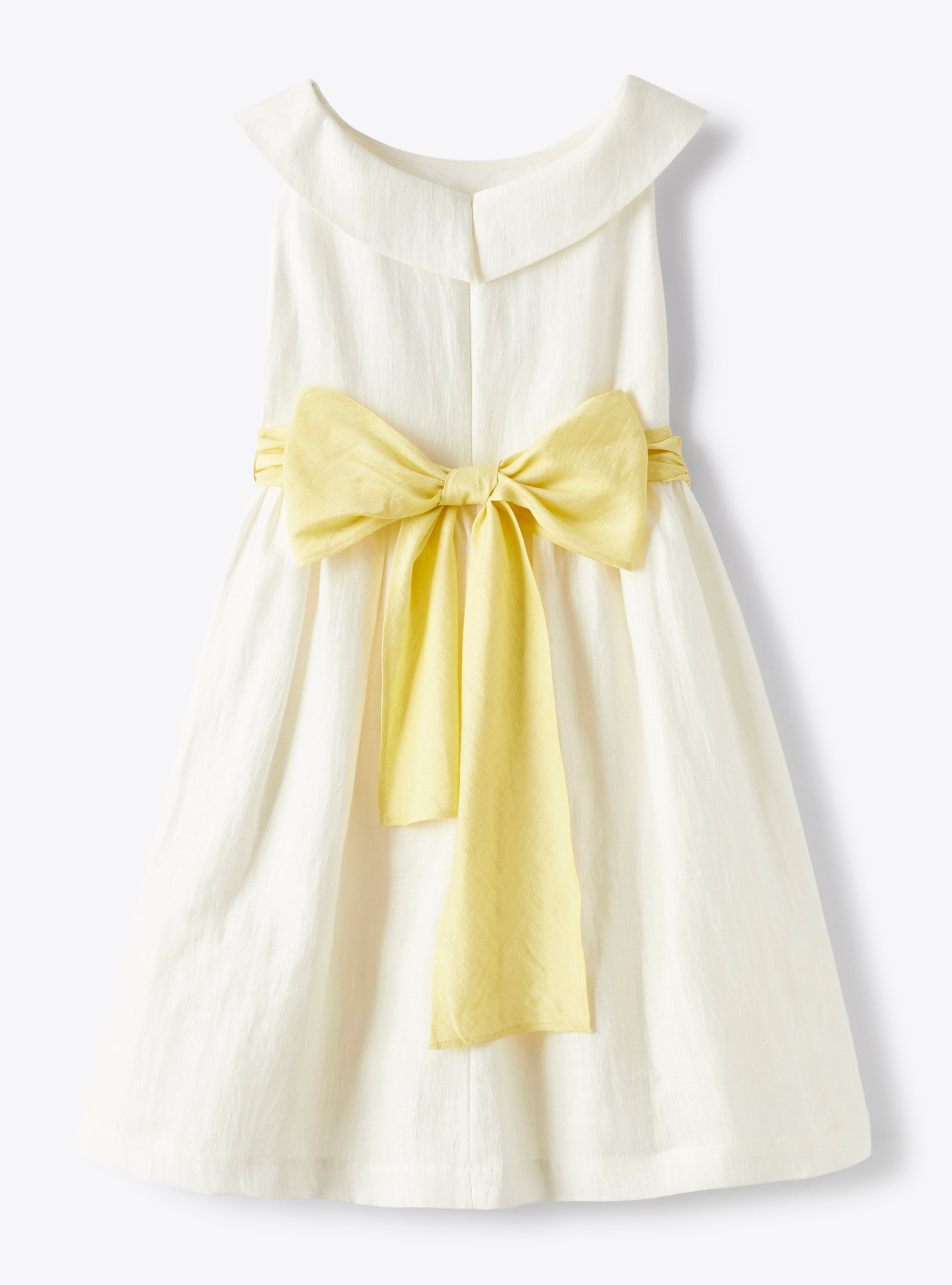 Dress in milky-white shantung linen - Yellow | Il Gufo