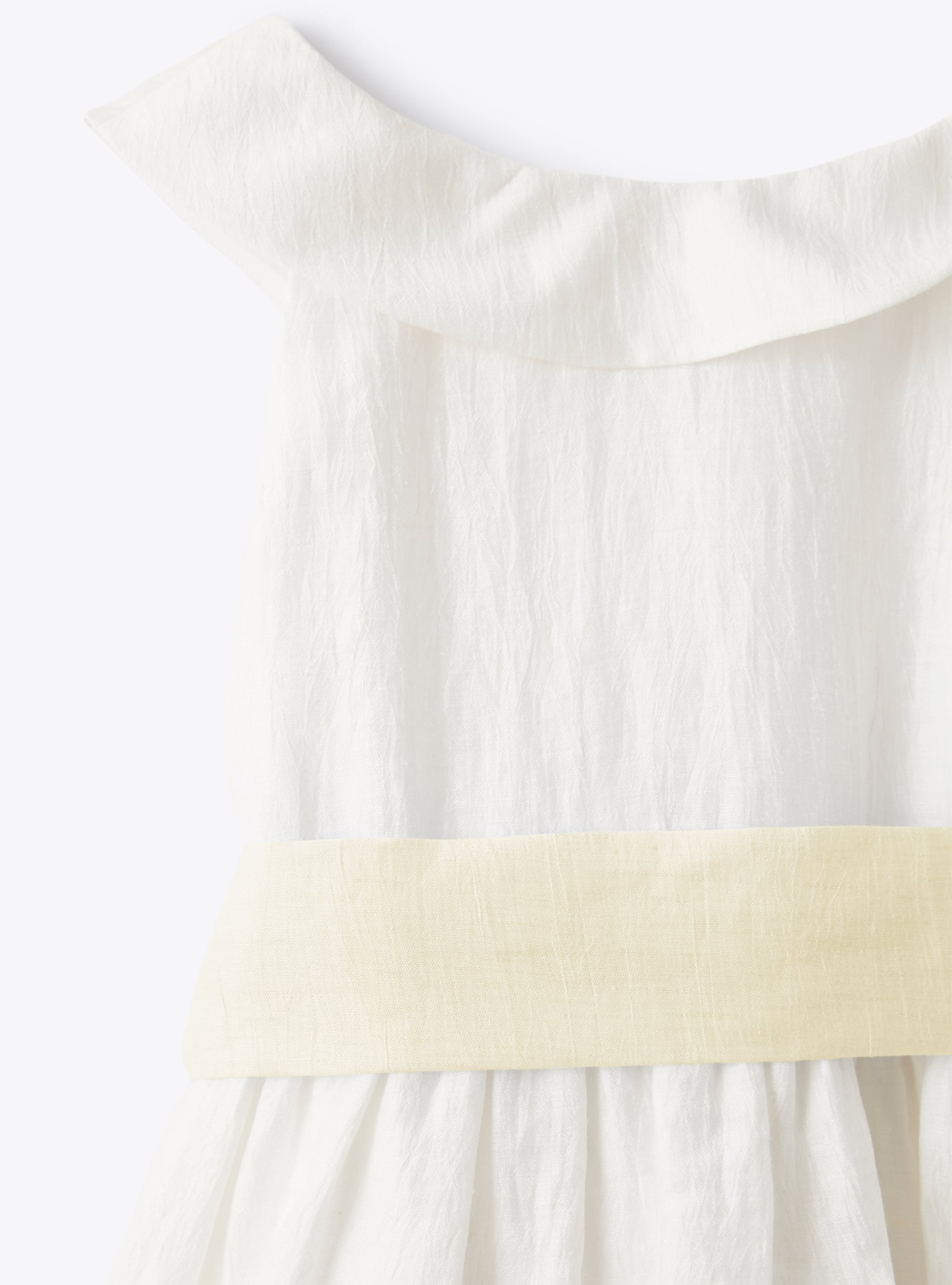 Dress in milky-white shantung linen - Yellow | Il Gufo