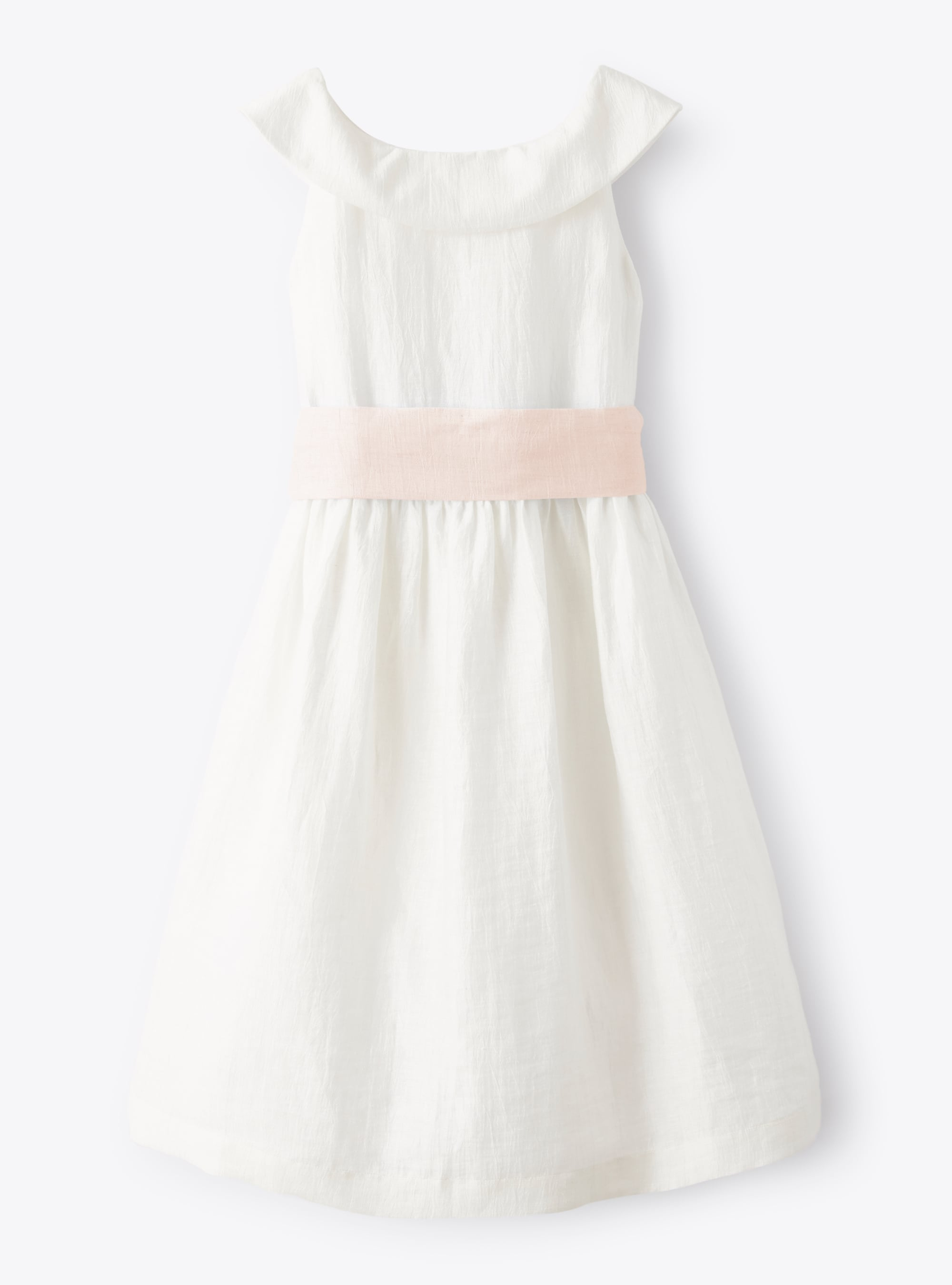 Dress in linen shantung with pink belt - Dresses - Il Gufo