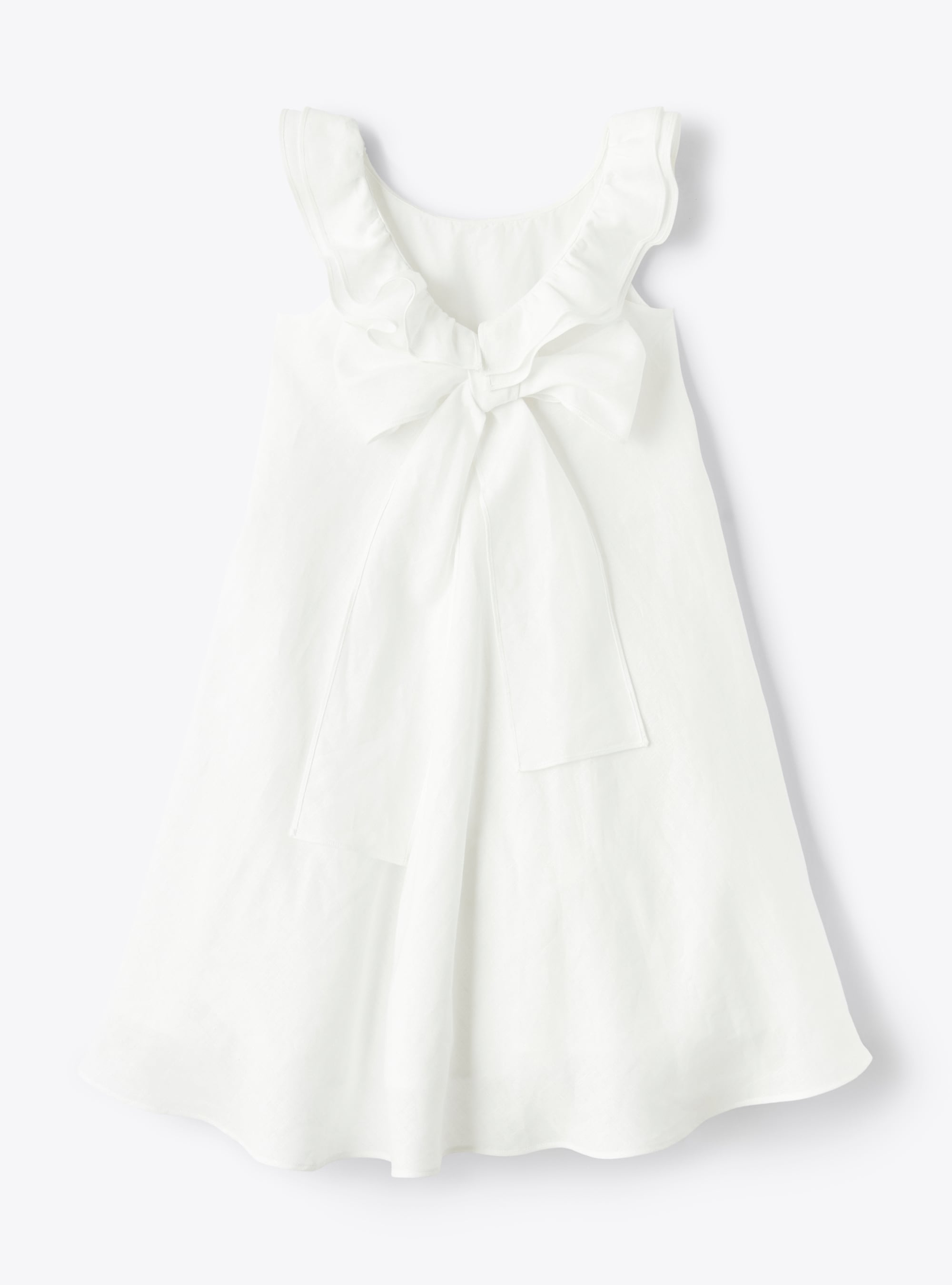 Linen dress with ruffle detail  - White | Il Gufo