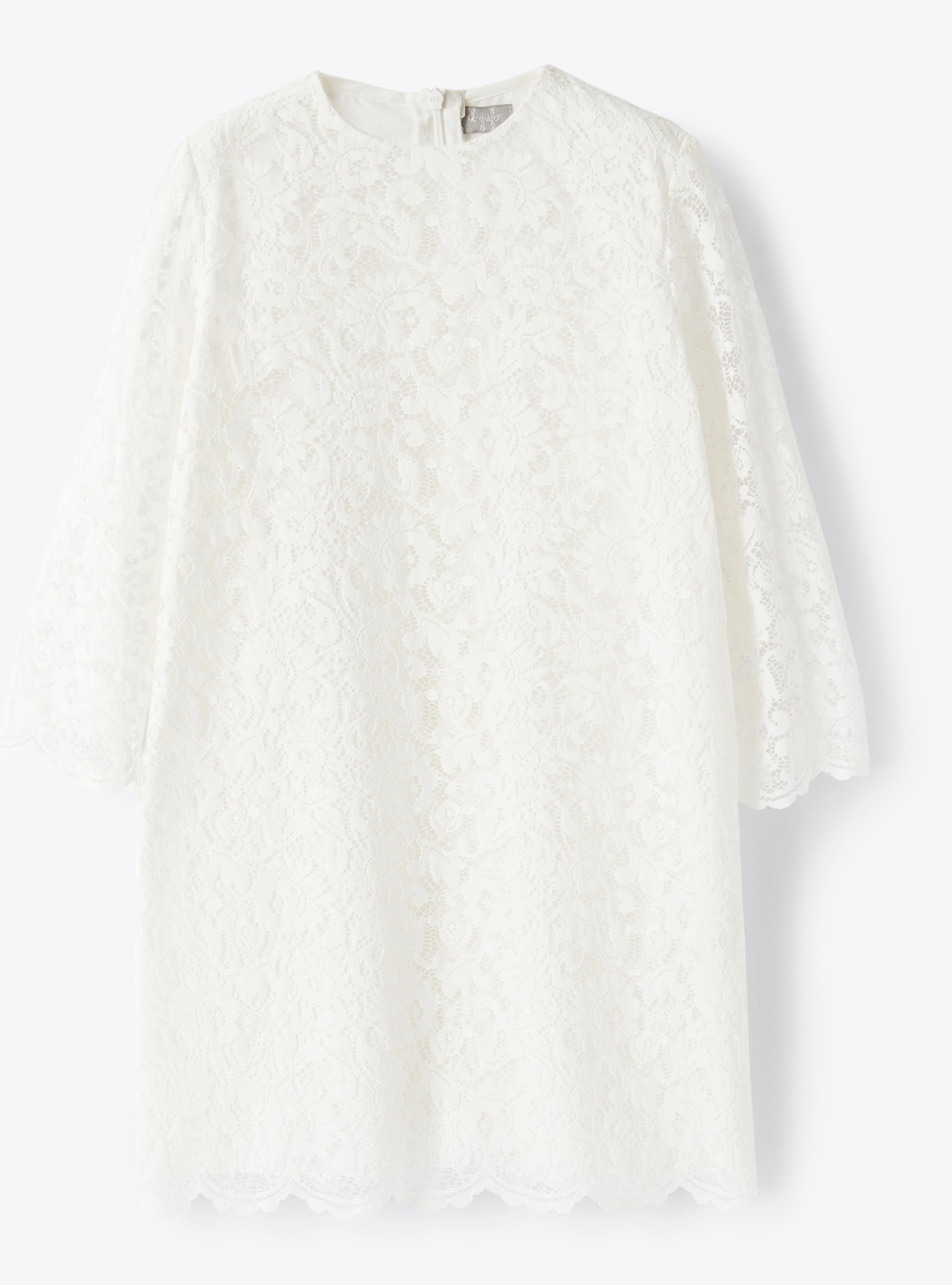 Robe trapèze courte en dentelle de coton - Blanc | Il Gufo