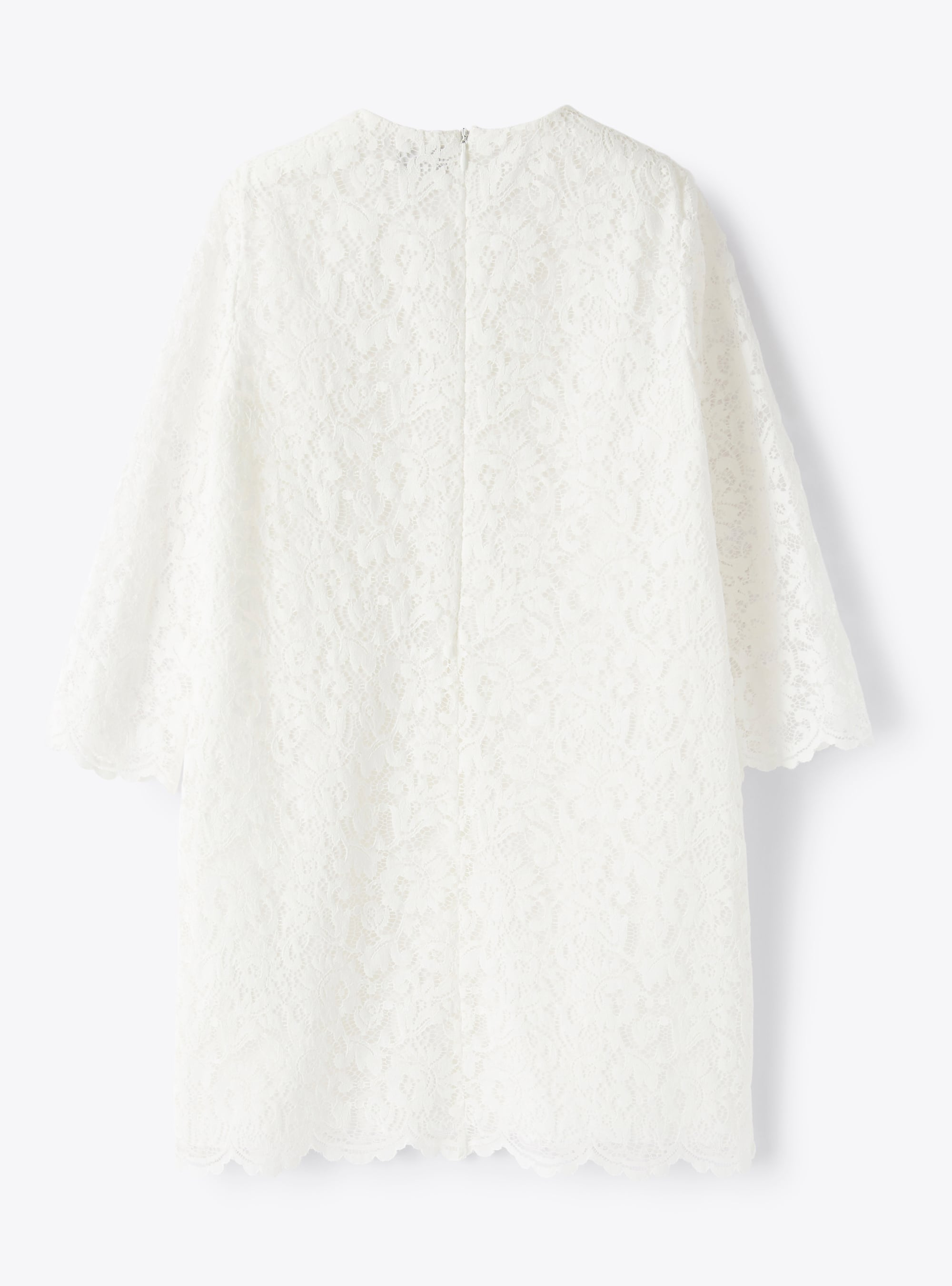 Short A-line dress in cotton lace - White | Il Gufo