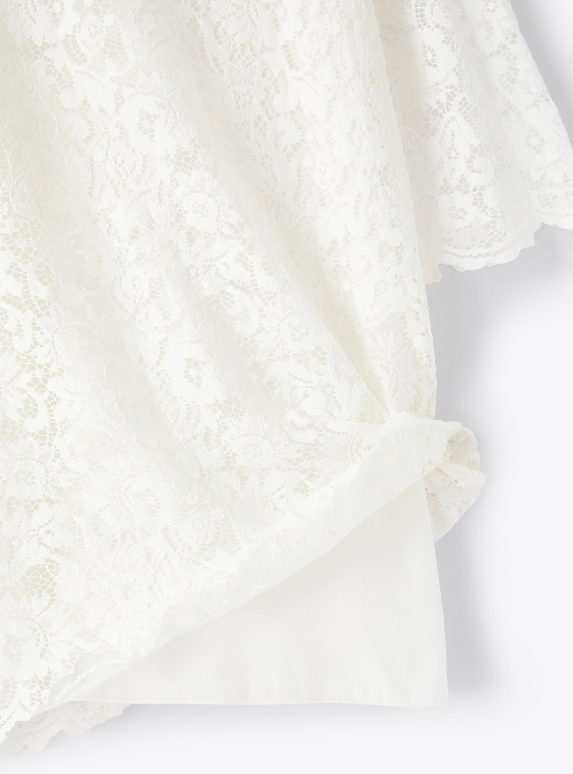 Short A-line dress in cotton lace - White | Il Gufo