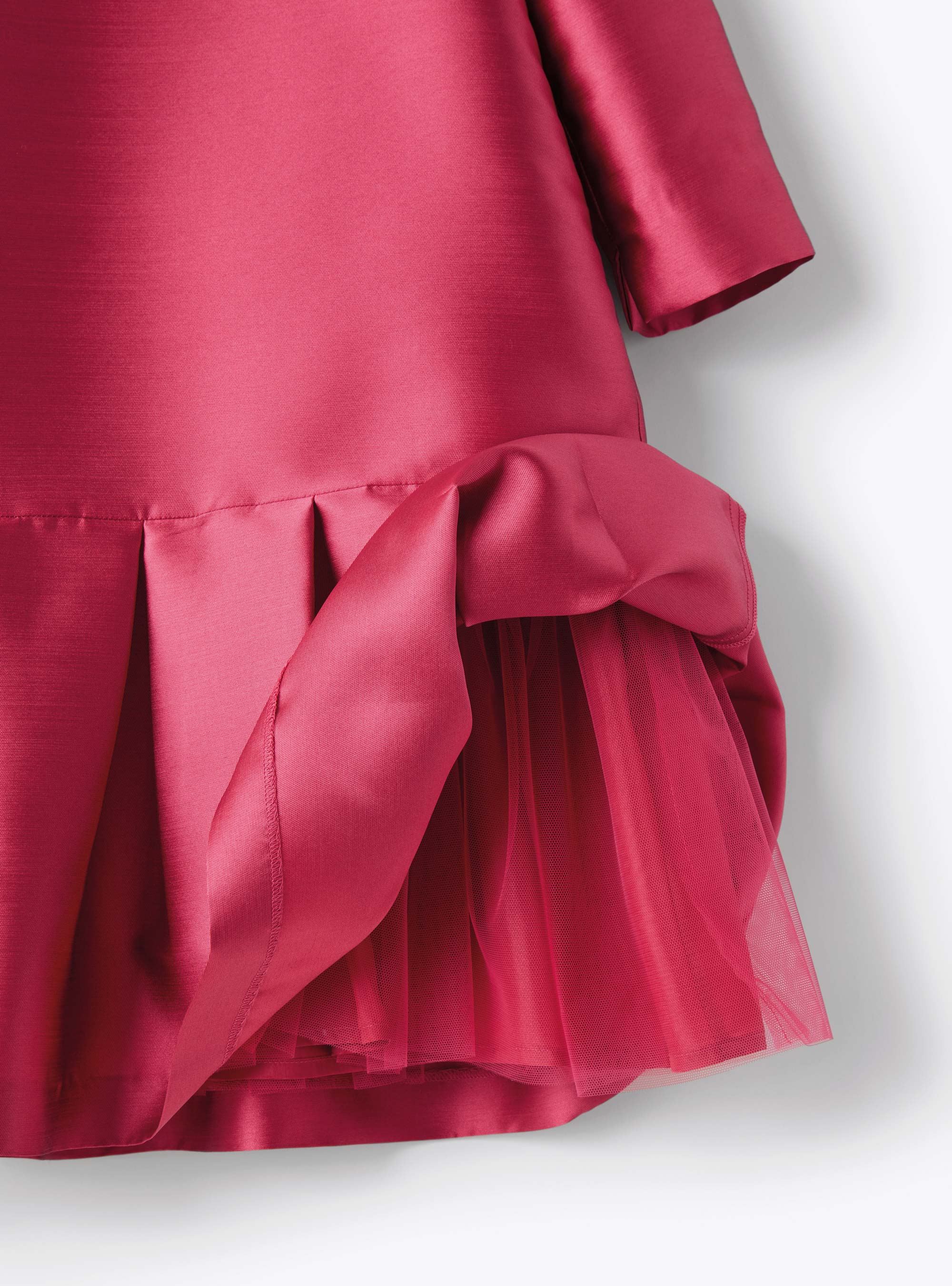 Dress in fuchsia-pink mikado - Red | Il Gufo