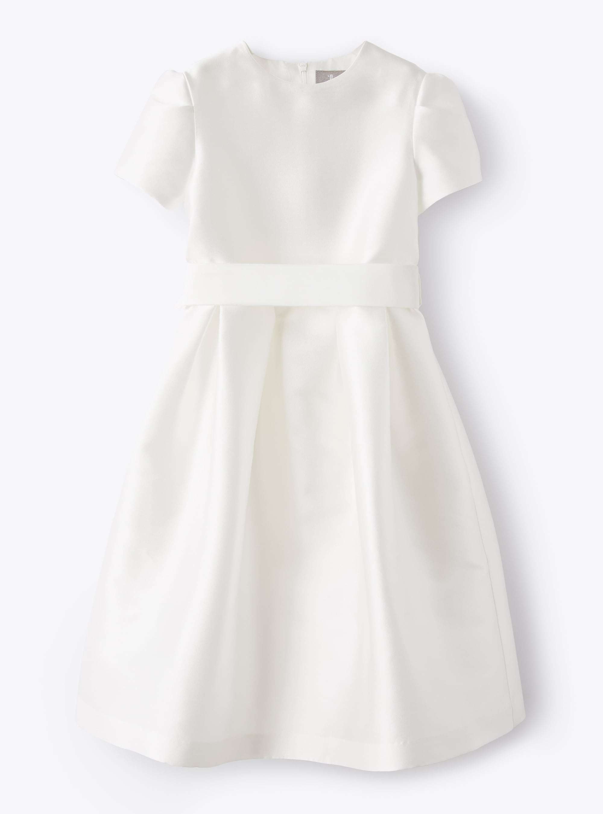 Short-sleeve dress with mikado belt - White | Il Gufo