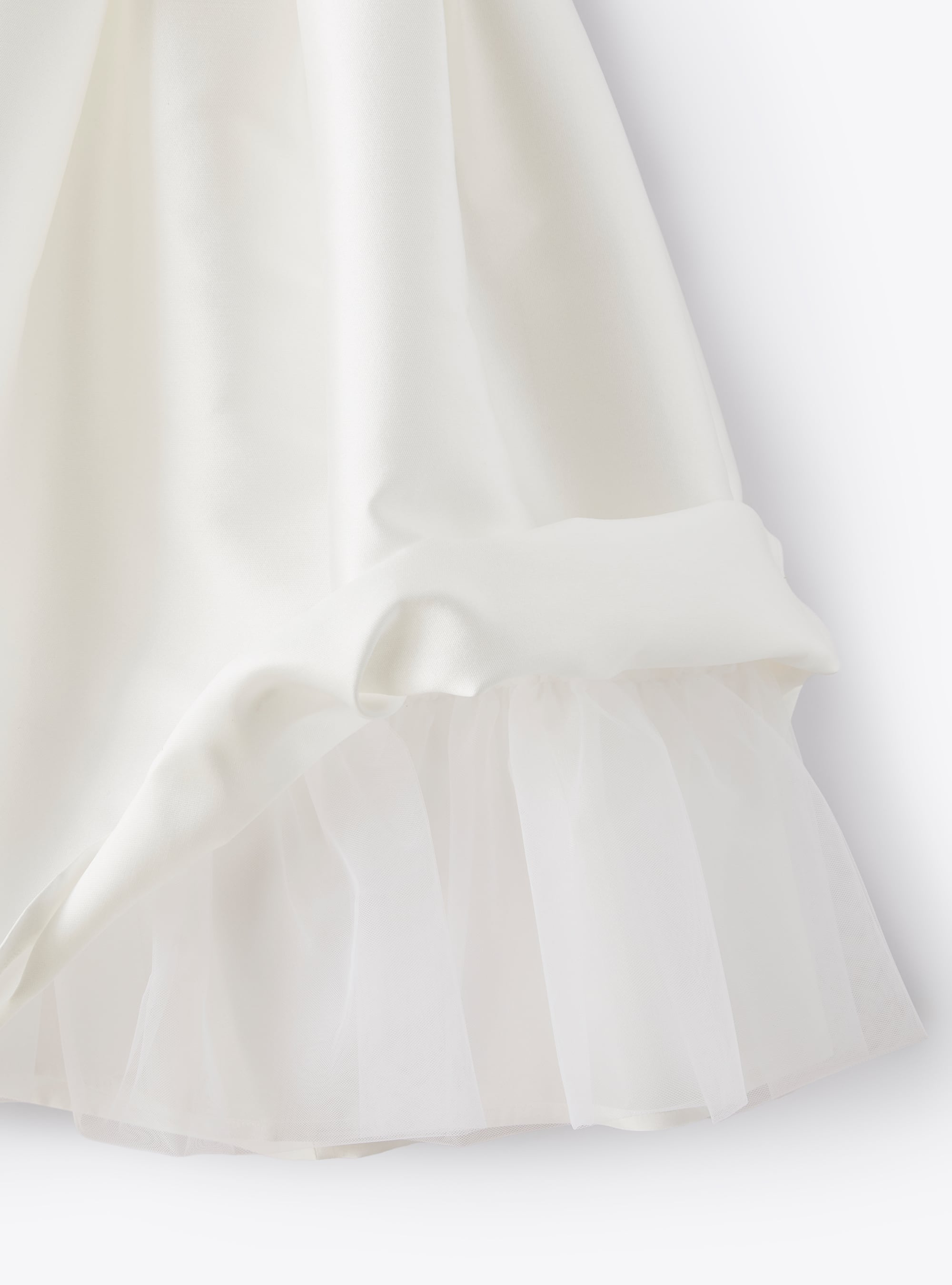 Short-sleeve dress with mikado belt - White | Il Gufo