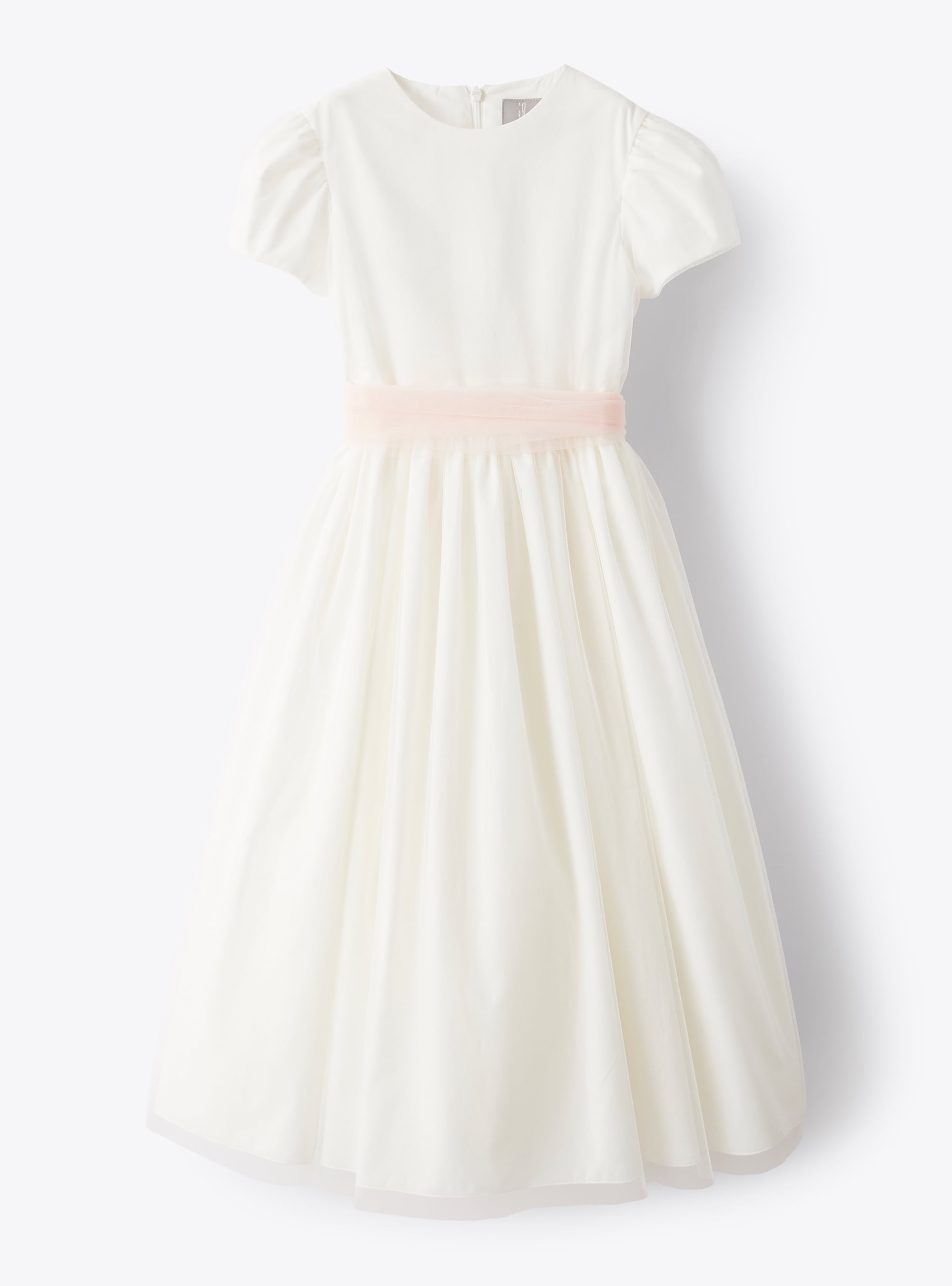Tulle dress with pink belt - White | Il Gufo
