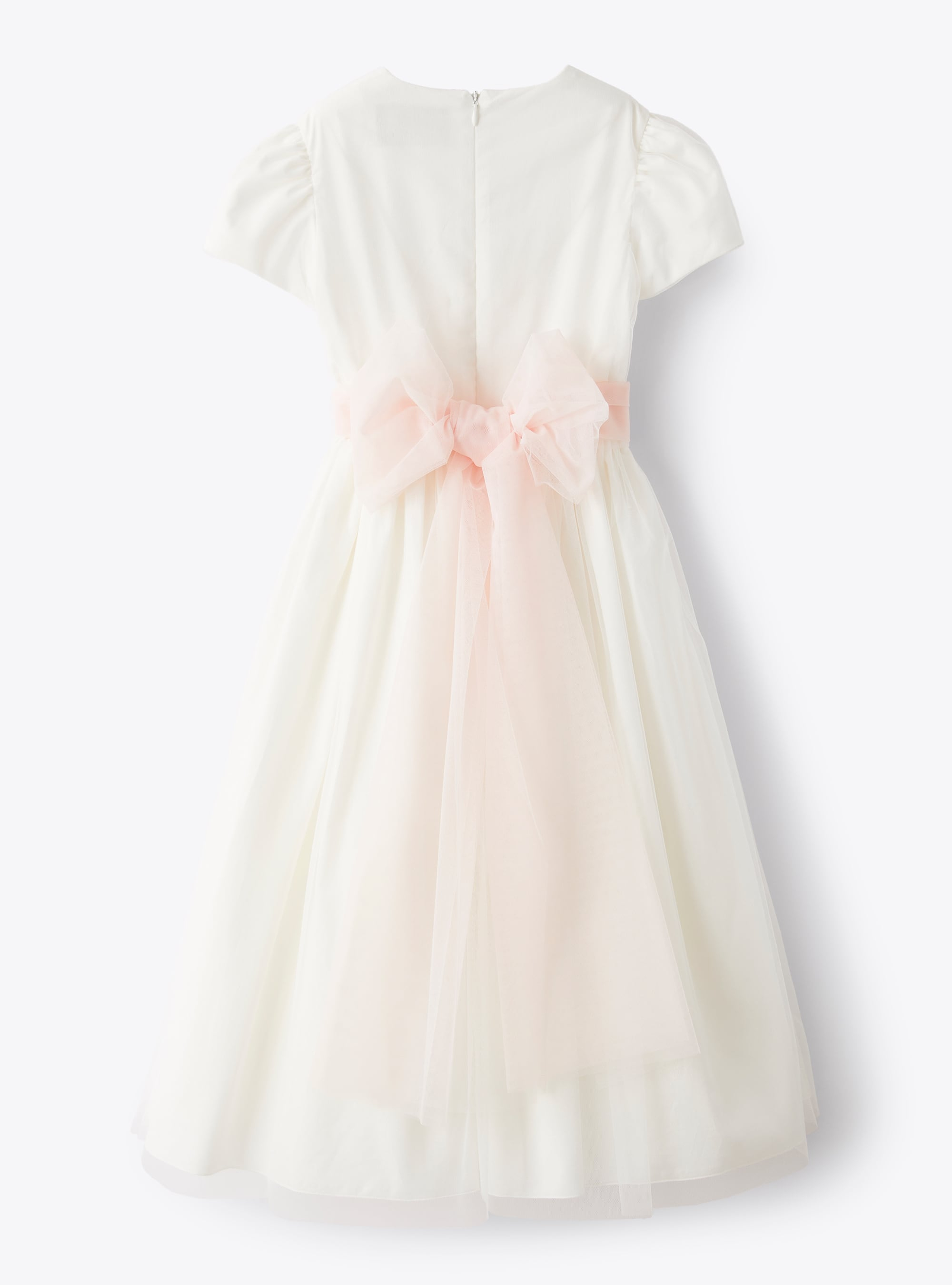 Tulle dress with pink belt - White | Il Gufo