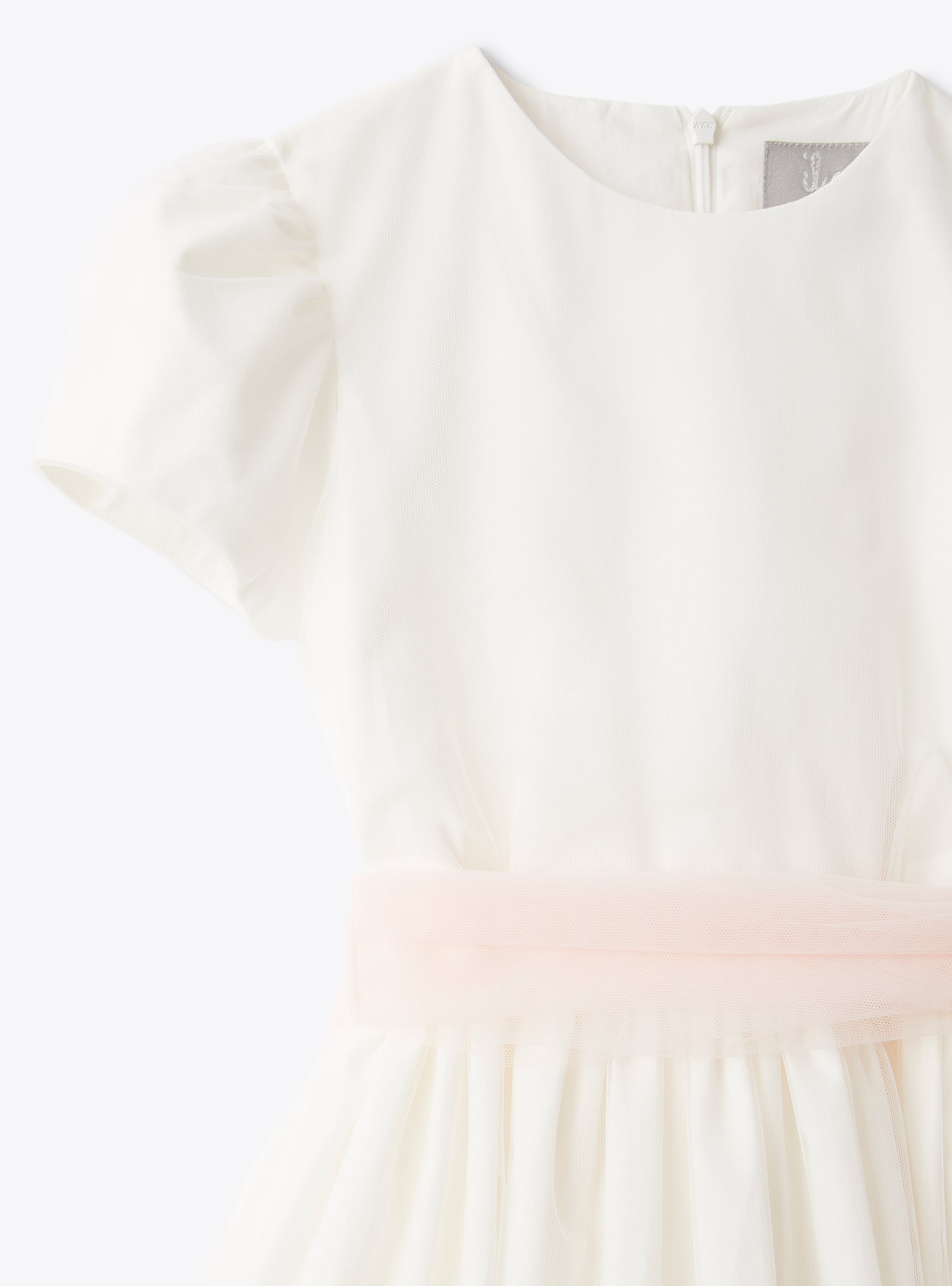 Robe en tulle avec ceinture de couleur contrastée - Blanc | Il Gufo
