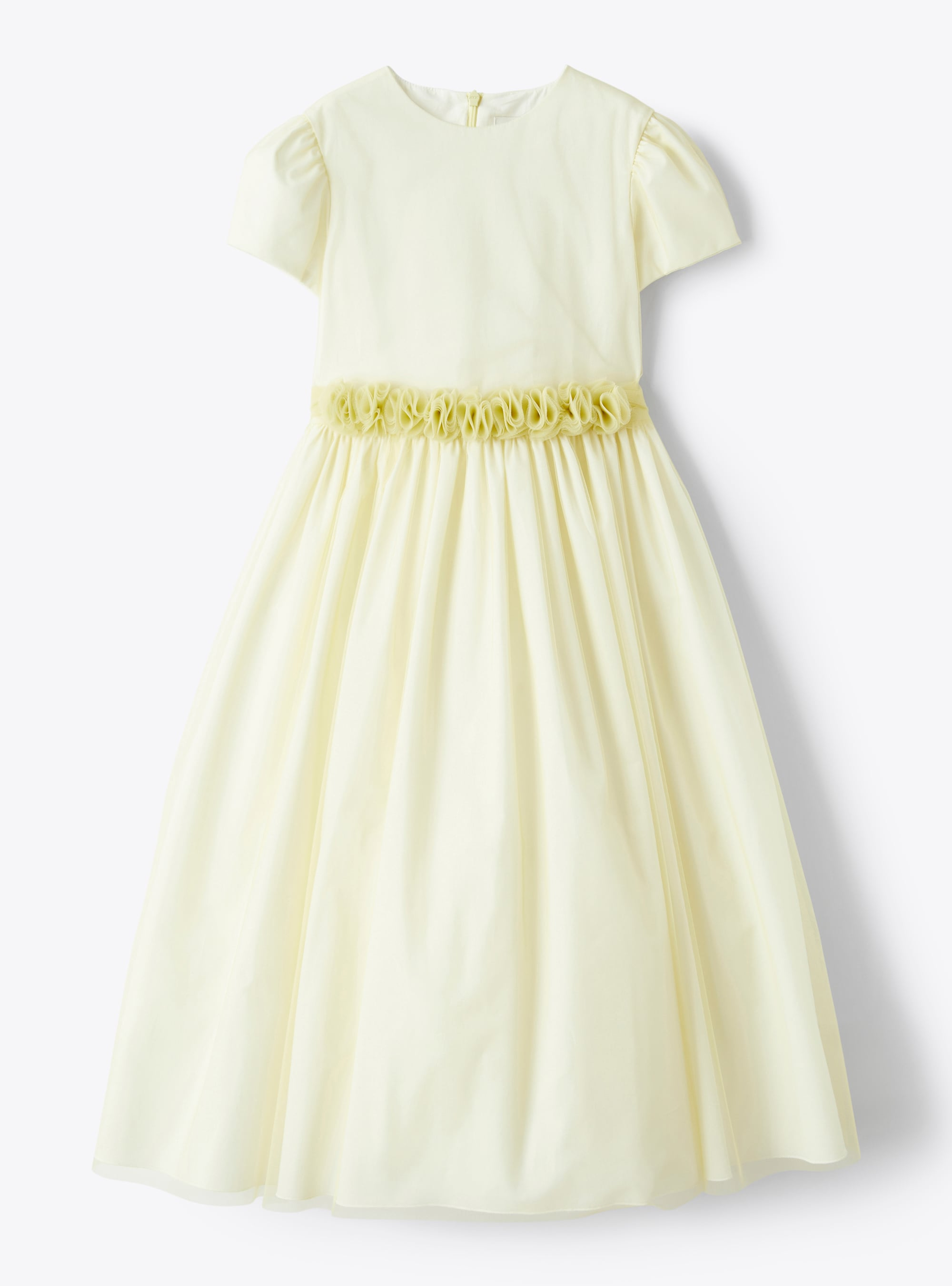 Tulle dress with raw-cut belt in yellow - Dresses - Il Gufo