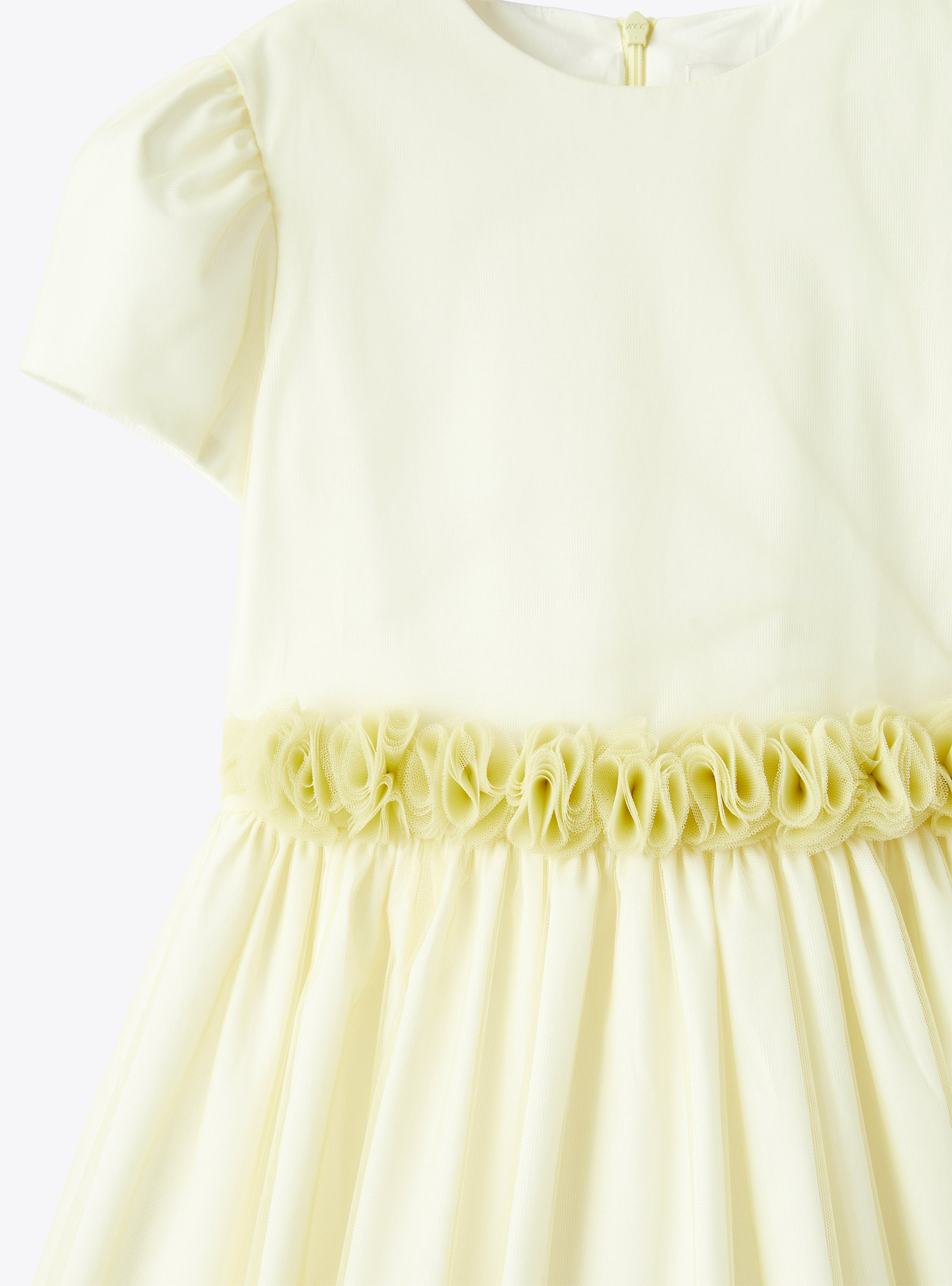 Tulle dress with raw-cut belt in yellow - Yellow | Il Gufo