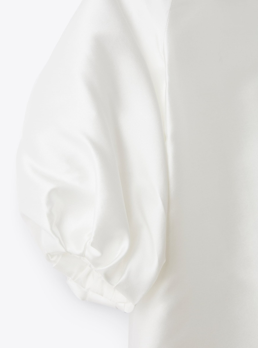 Overcoat in white mikado - White | Il Gufo