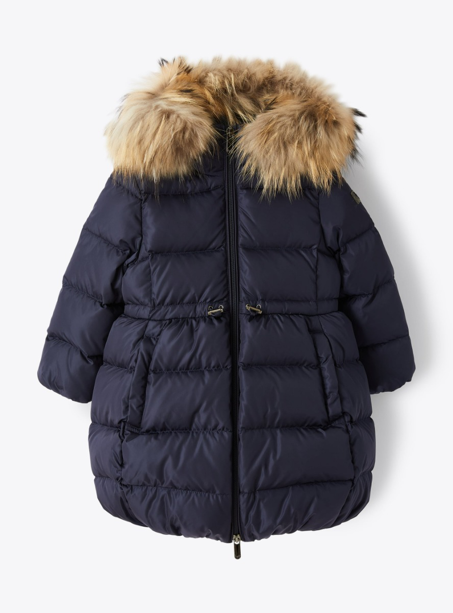 Navy down jacket with cocoon hem - Down Jackets - Il Gufo