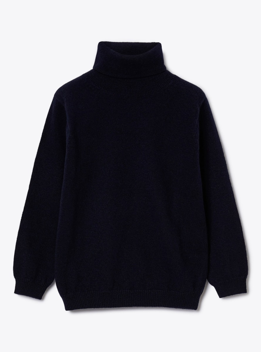 Rollkragenpullover aus Wolle - Blau | Il Gufo