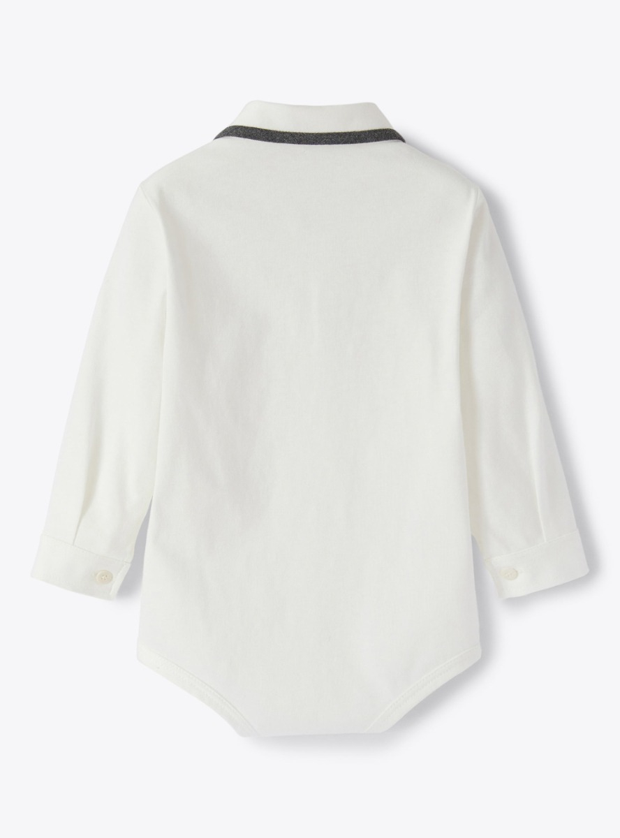 Button-down bodysuit in cotton jersey - White | Il Gufo