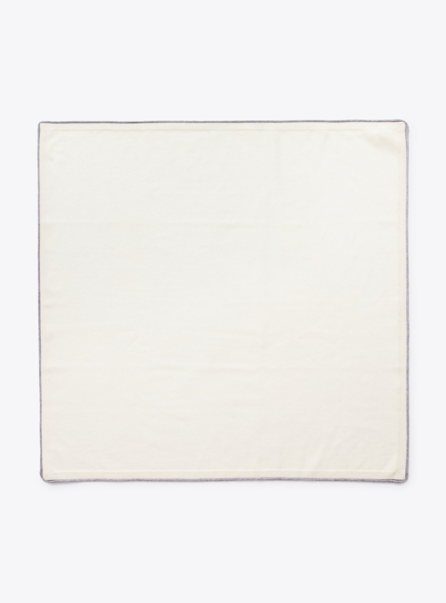 Coperta in cashmere con profili bianchi - Bianco | Il Gufo