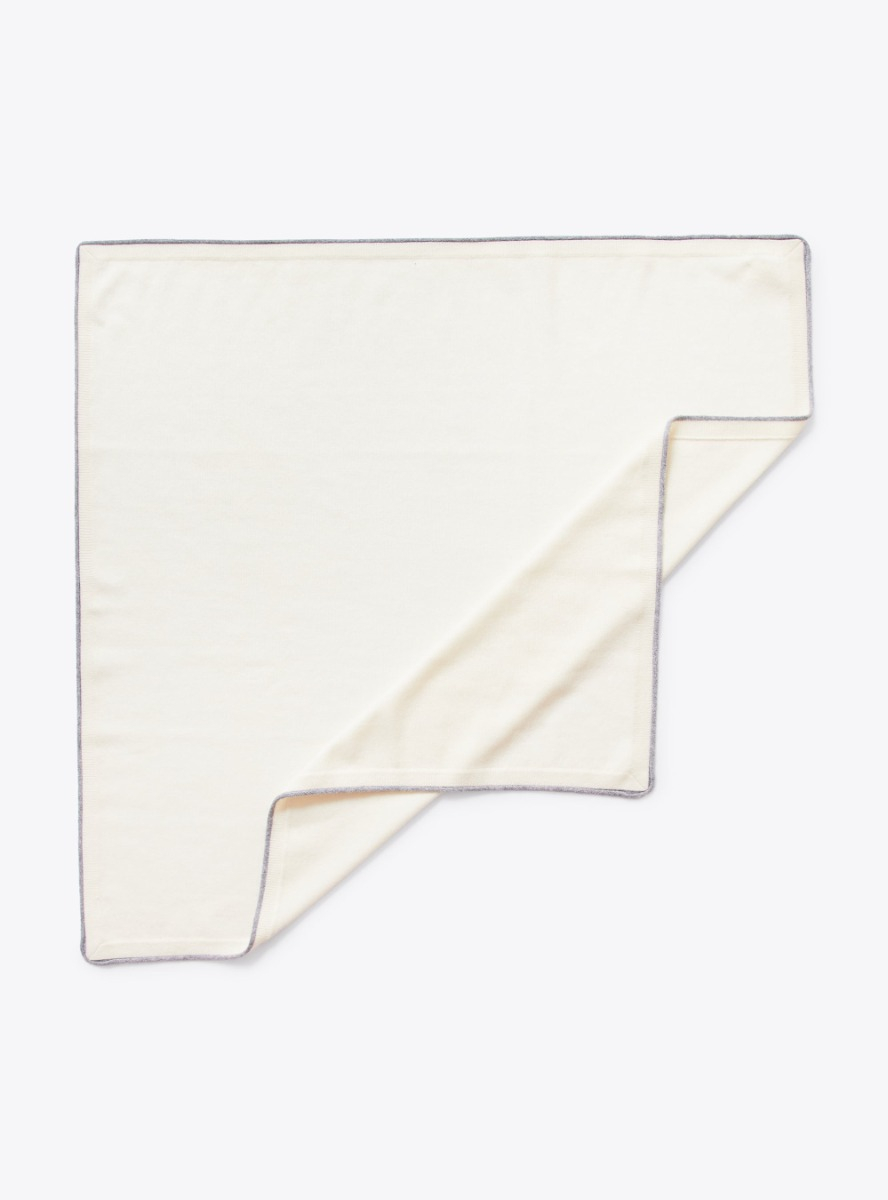 Coperta in cashmere con profili bianchi - Bianco | Il Gufo
