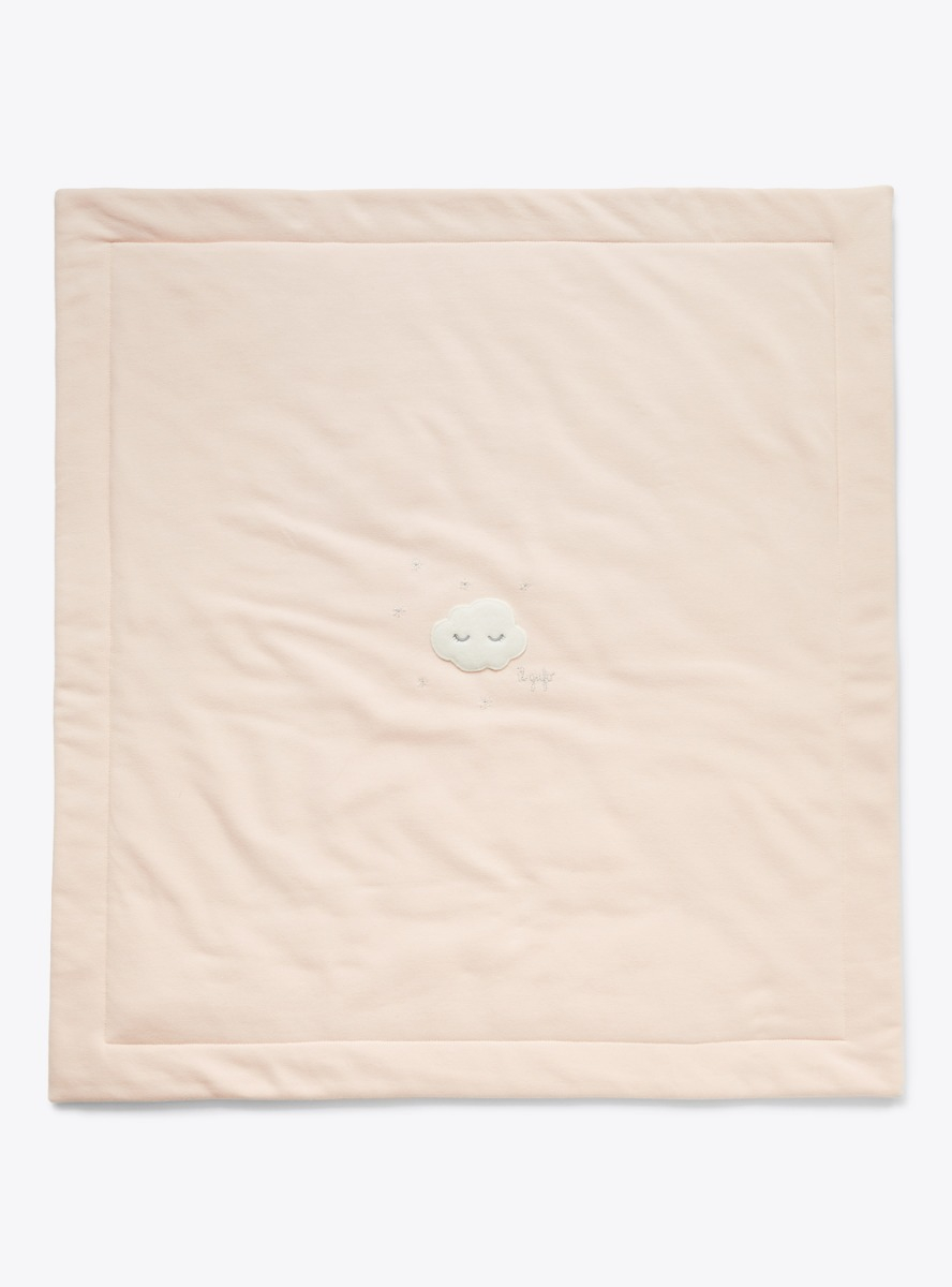 Pink fleece blanket with cloud motif - Accessories - Il Gufo
