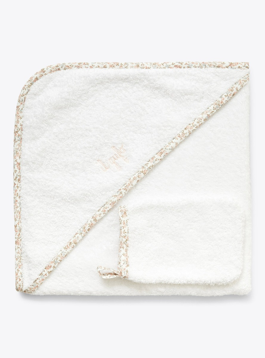 Cotton terry towel and mitt set - White | Il Gufo