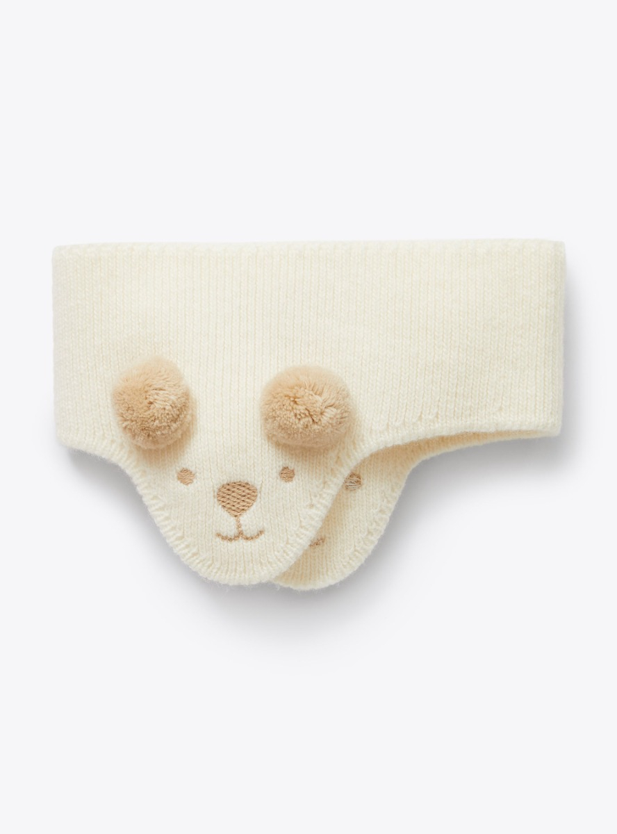 Teddy bear knitted headband - White | Il Gufo