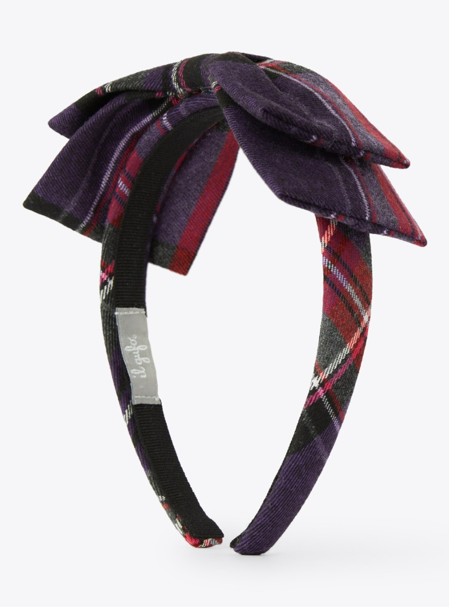 Purple tartan patterned headband - Accessories - Il Gufo