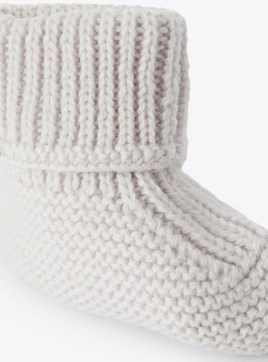 Knitted merino wool booties - Beige | Il Gufo