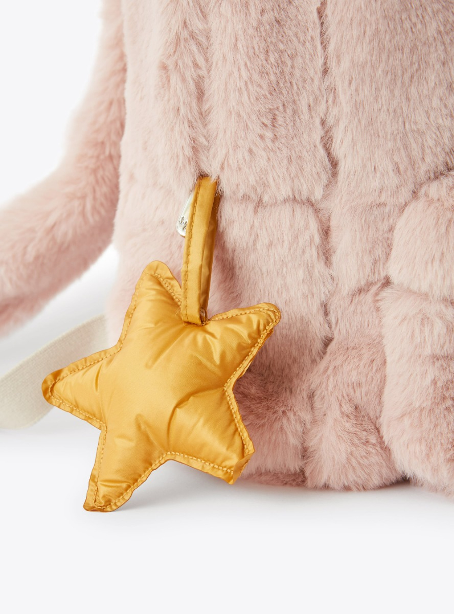Powder pink faux fur backpack - Pink | Il Gufo
