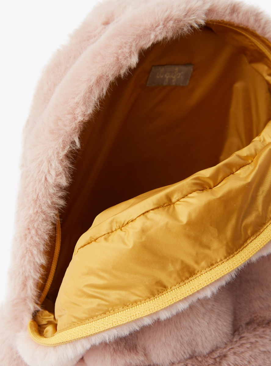 Powder pink faux fur backpack - Pink | Il Gufo