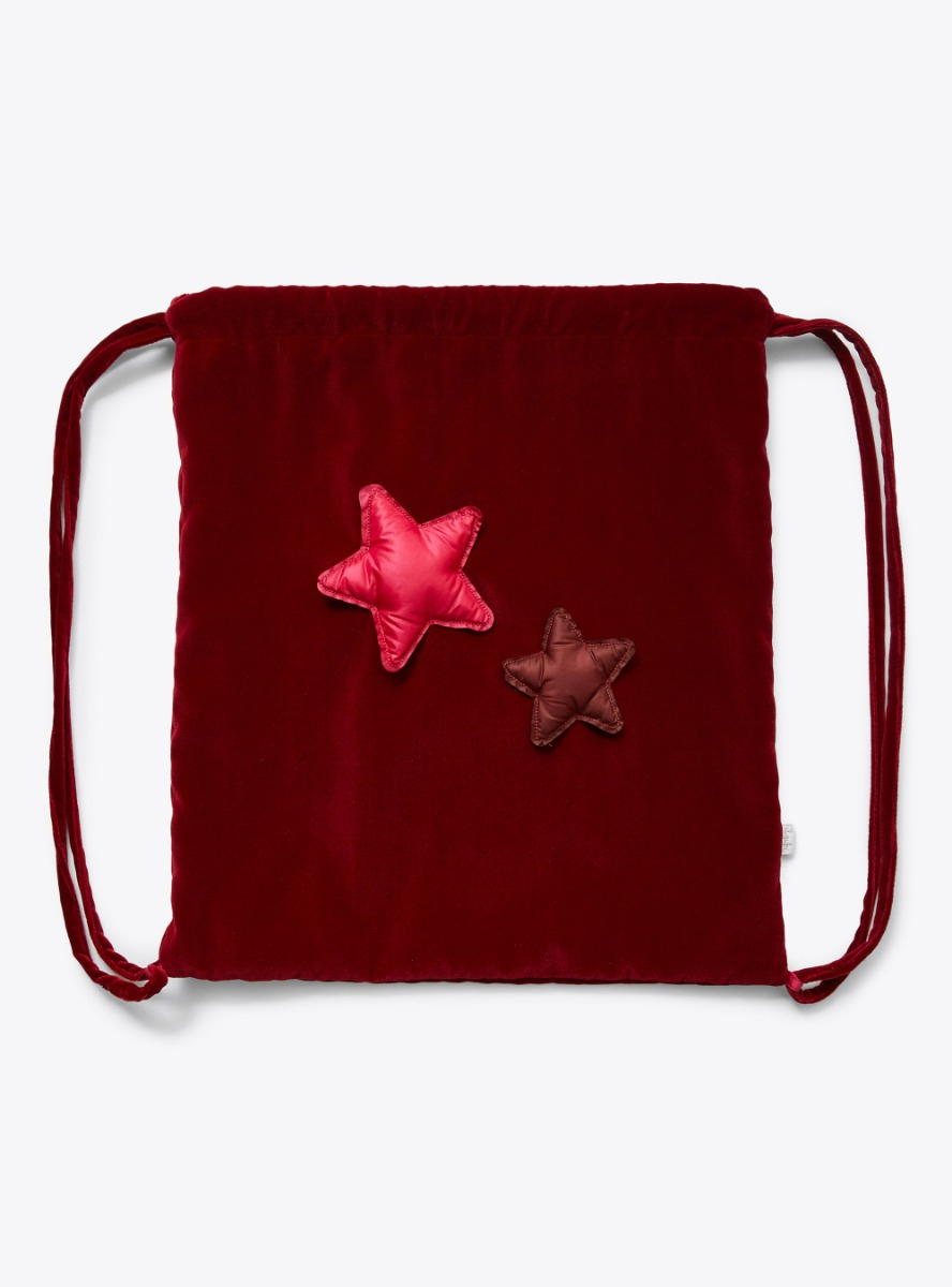 Velvet drawstring bag with stars - Burgundy | Il Gufo