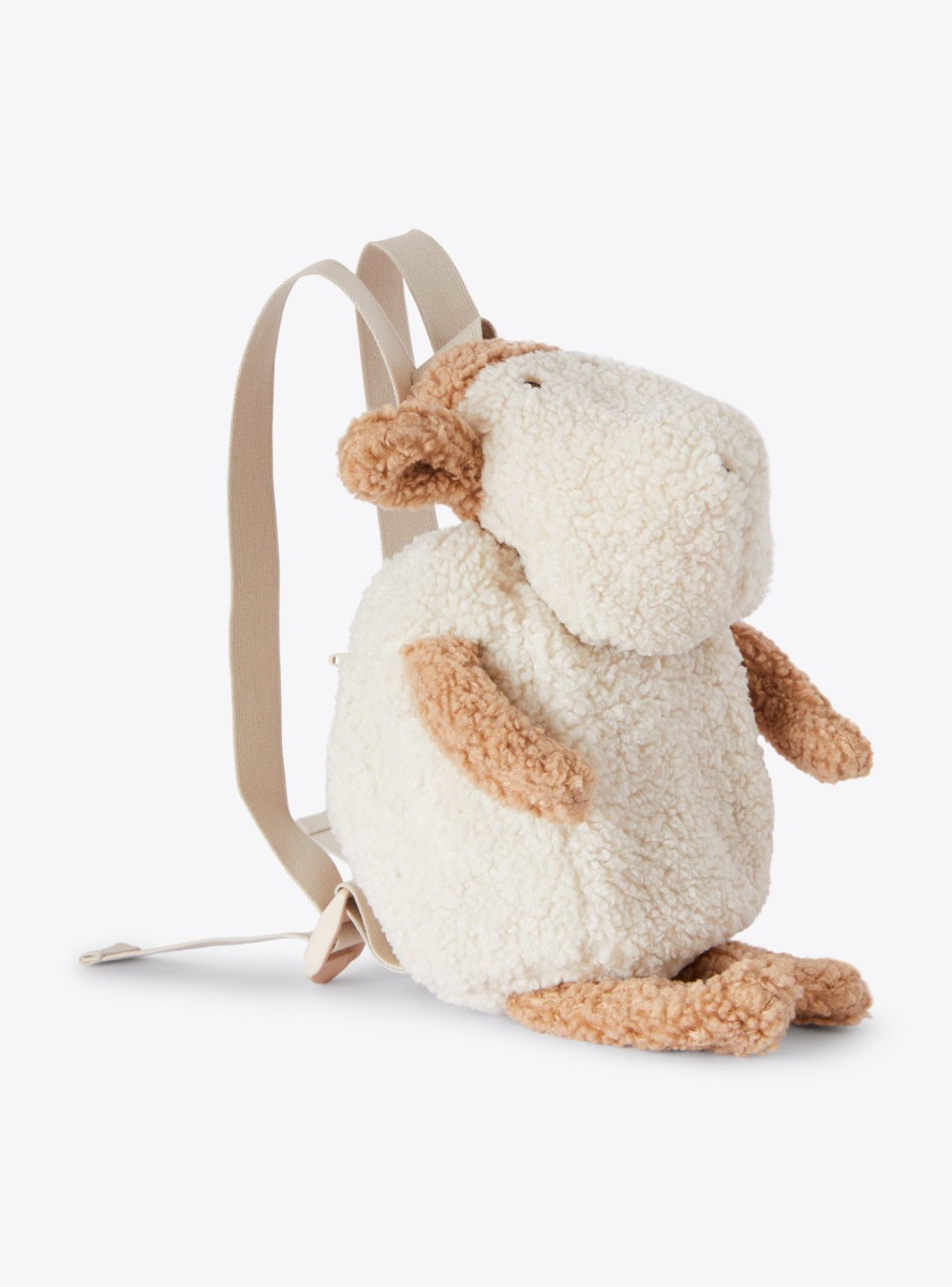 Rucksack in Schafform aus Teddyplüsch - Beige | Il Gufo