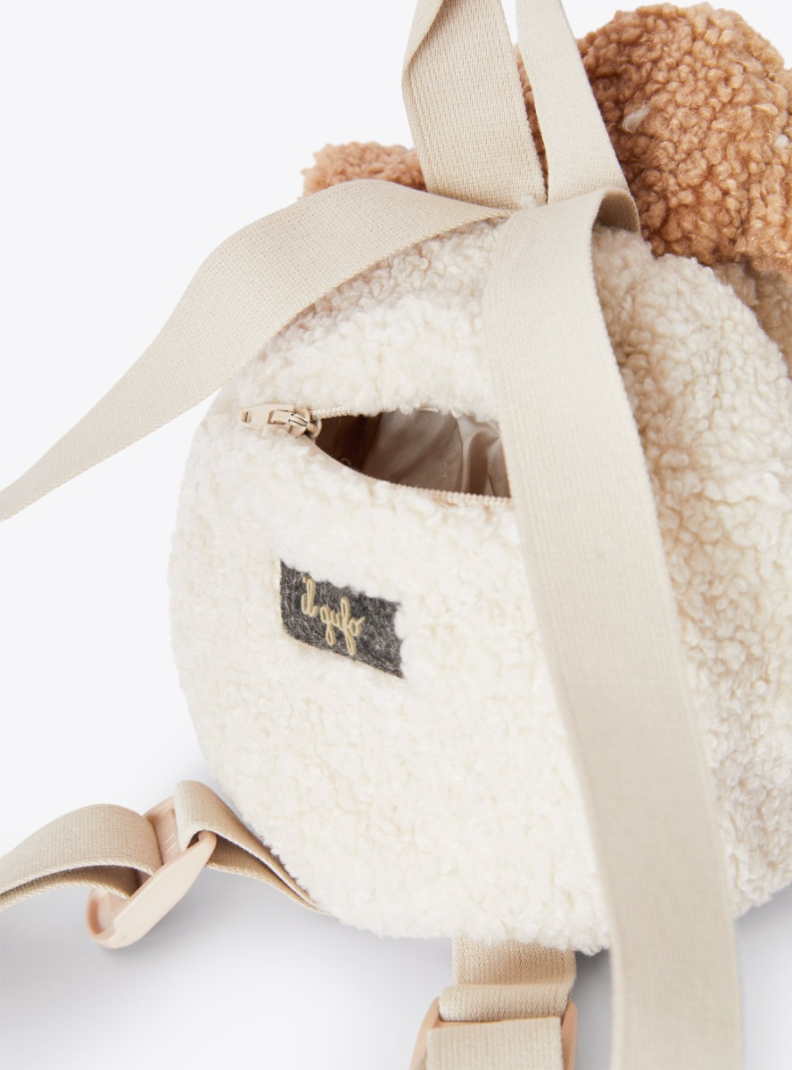 Rucksack in Schafform aus Teddyplüsch - Beige | Il Gufo