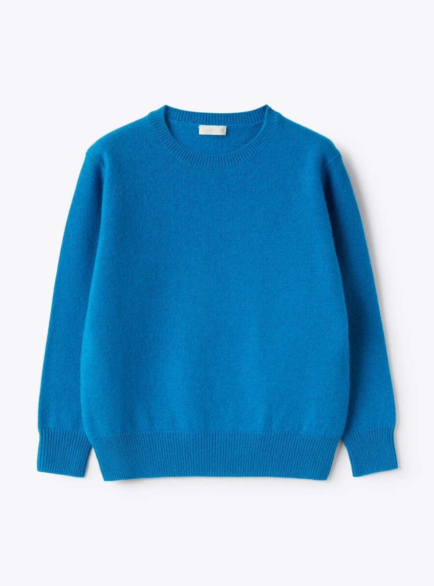 Crew-neck sweater in light-blue cashmere - Sweaters - Il Gufo