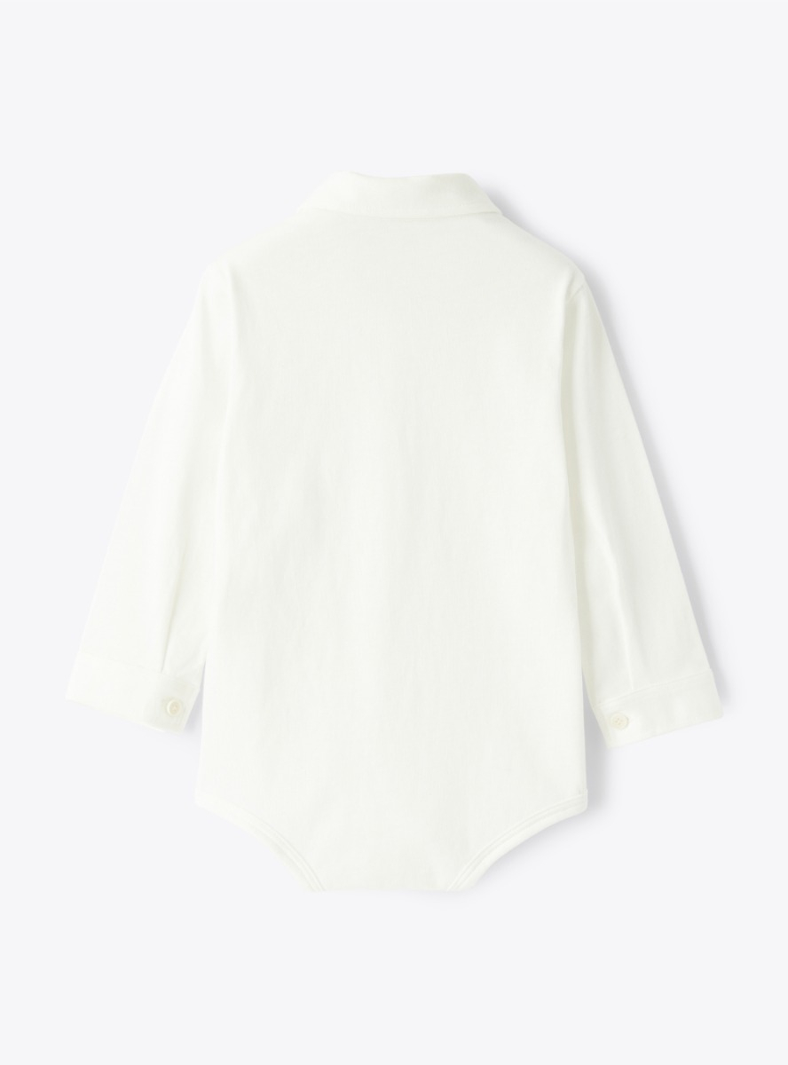 Button-down bodysuit in cotton jersey - White | Il Gufo