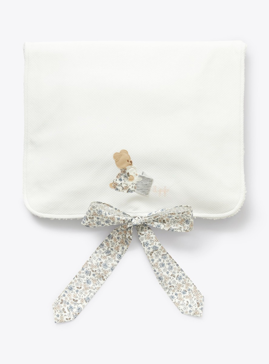 Changing-matt cover in piqué with a bow detail - White | Il Gufo