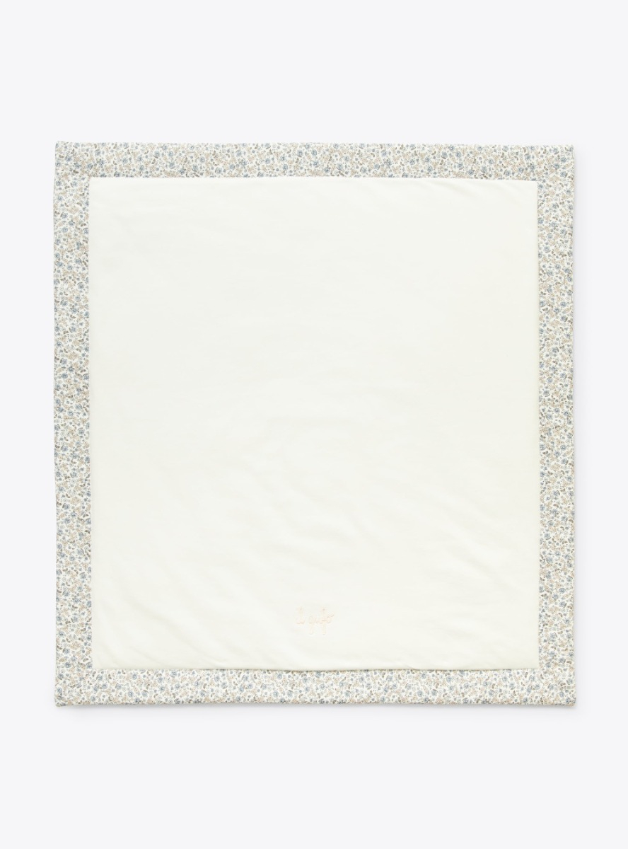 Fleece blanket with teddy bear detail - White | Il Gufo