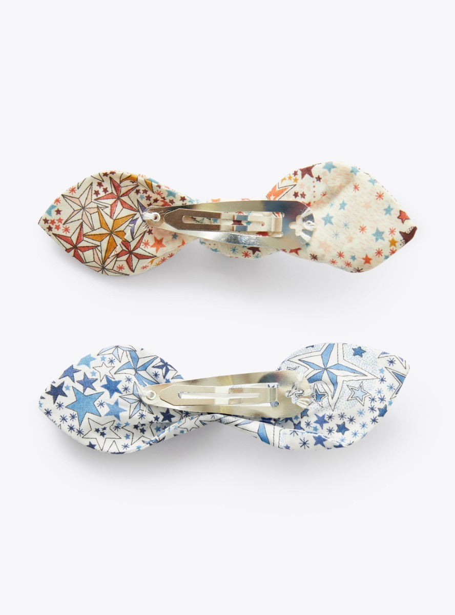 Hair slides with a bow embellishment - Light blue | Il Gufo