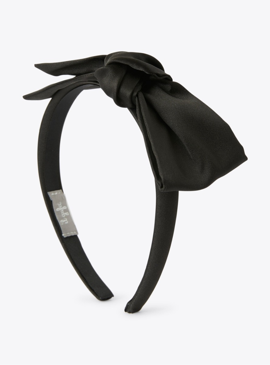 Headband with bow detail in black mikado - Accessories - Il Gufo