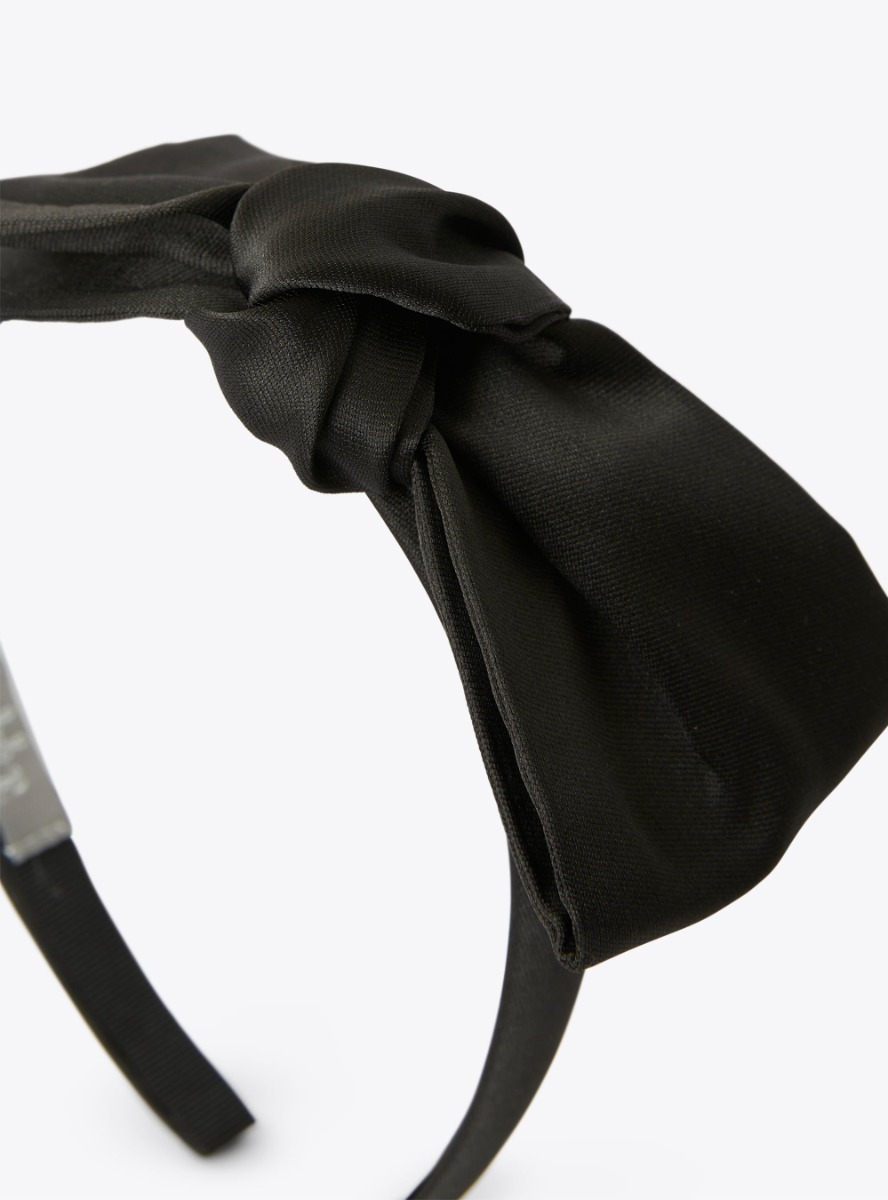 Headband with bow detail in black mikado - Black | Il Gufo
