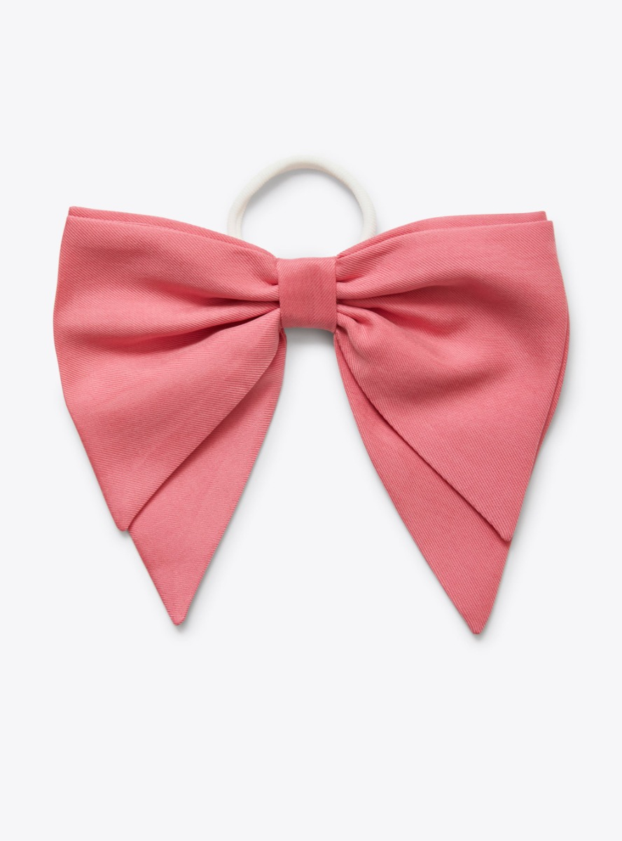 Elastic band with bow embellishment in fuchsia-pink cupro - Accessories - Il Gufo