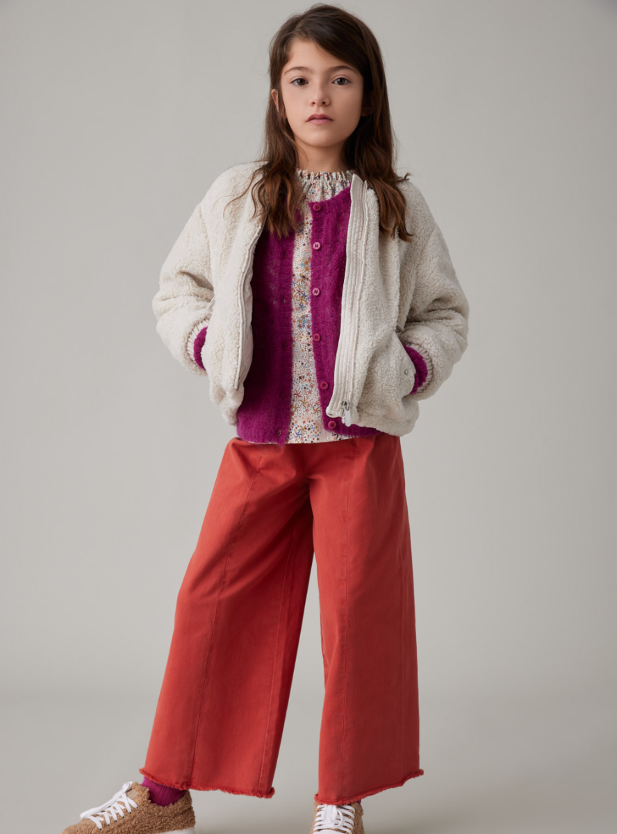Culotte trousers in brick-red gabardine - Orange | Il Gufo