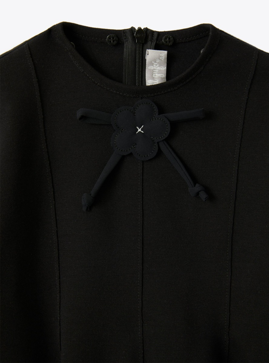 Kleid aus Milano Ripp mit Kragen - Schwarz | Il Gufo